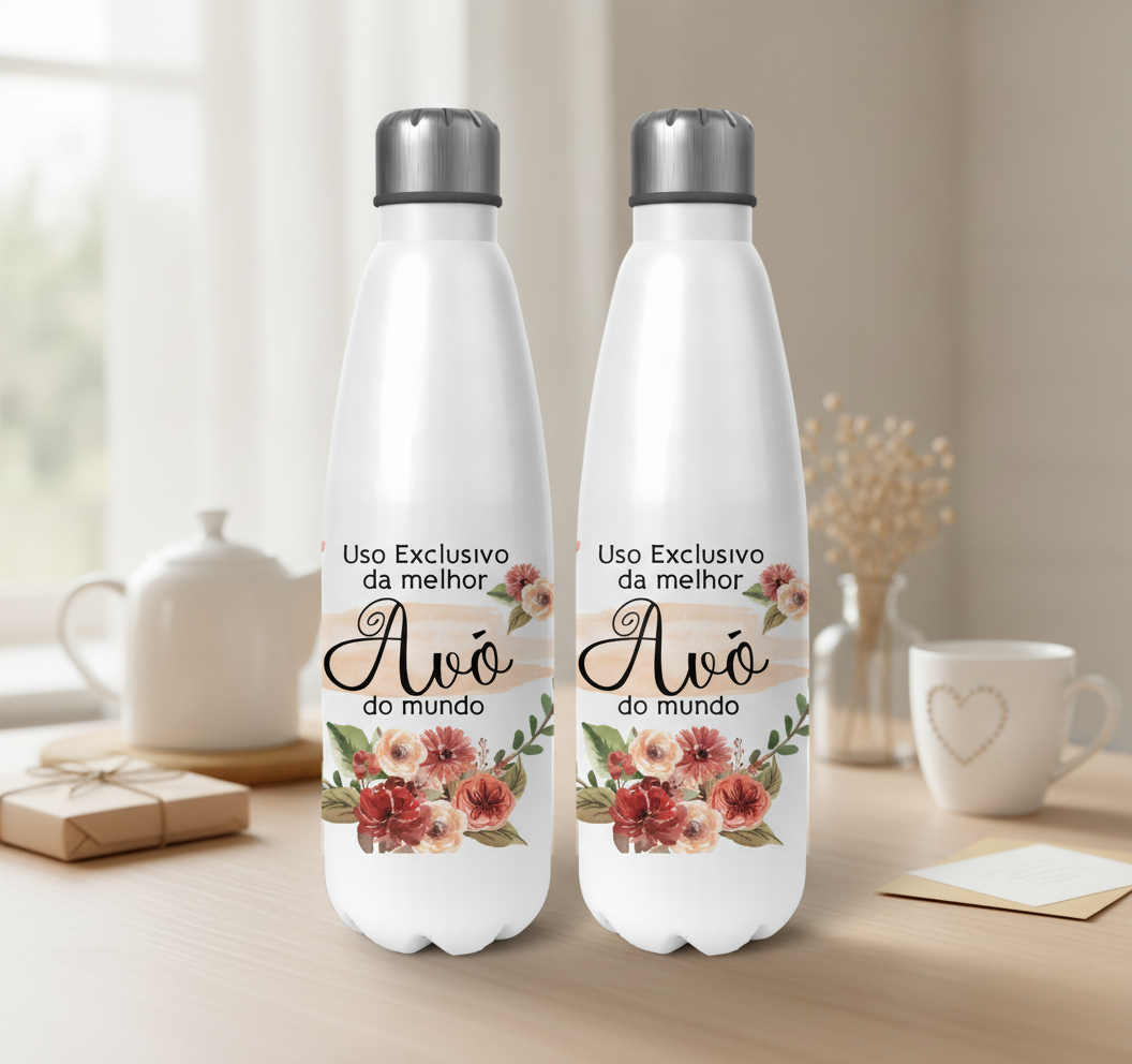 Kit Presente Almofada e Caneca Garrafa Avó -Dia das Mães