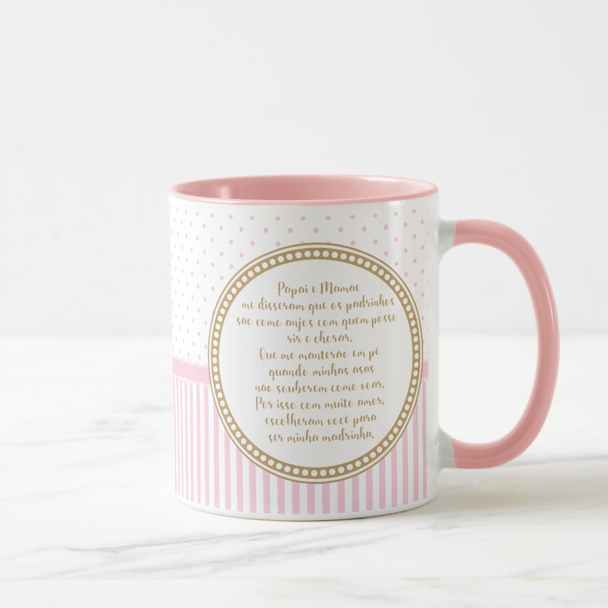 Caneca Presente Madrinha Dinda Batizado Crisma Brasão Nomes