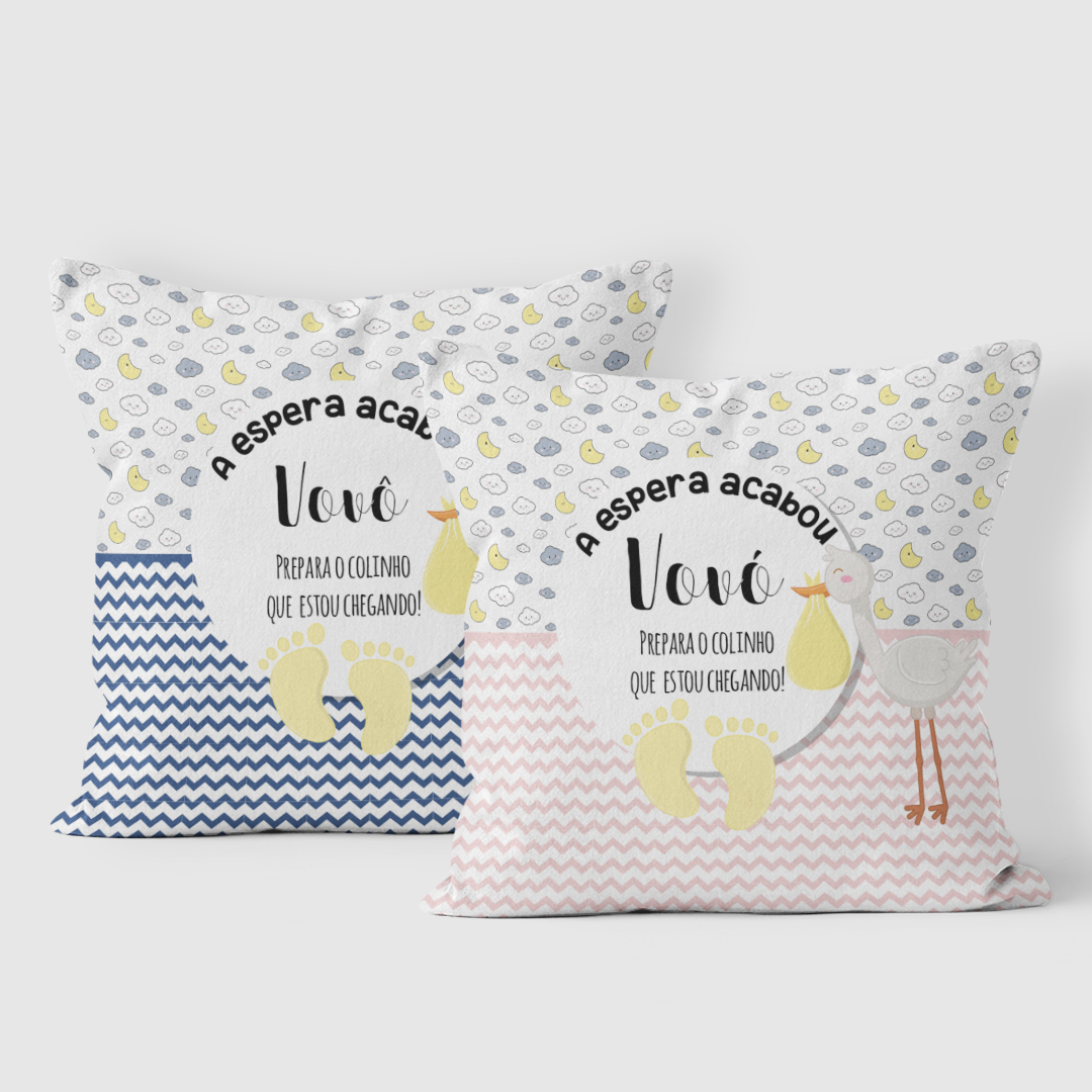Conjunto 2 Almofadas Decorativa Revelação Gravidez Avô e Avó
