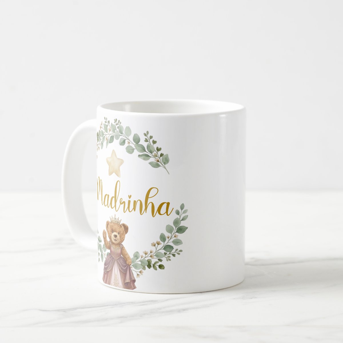 Caneca Ursa Princesa Madrinha Presente Família Pronta Entrega