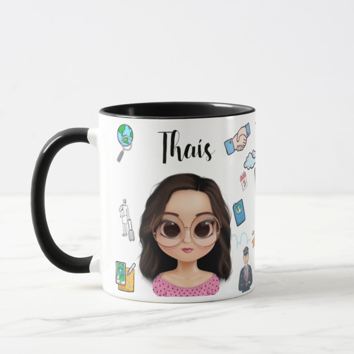 Caneca Personalizada Agência de Turismo Presente com Avatar