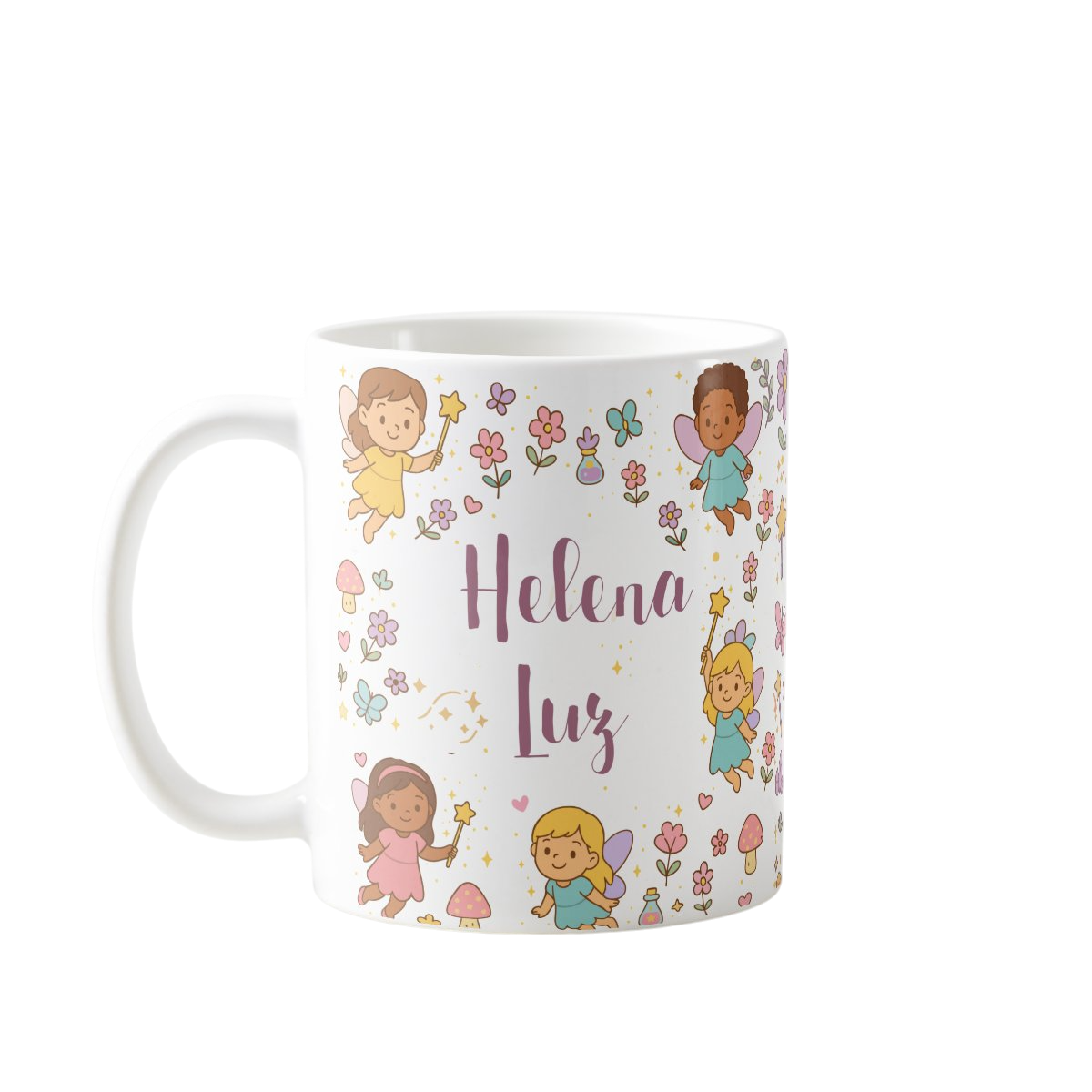 mundo das fadas caneca de polimero infantil feminina