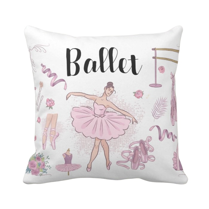 Almofada Decoração Ballet Bailarinas Dançarinas Branco E Rosa Estampado (bailarinas/ballet) - Outros (Esporte)