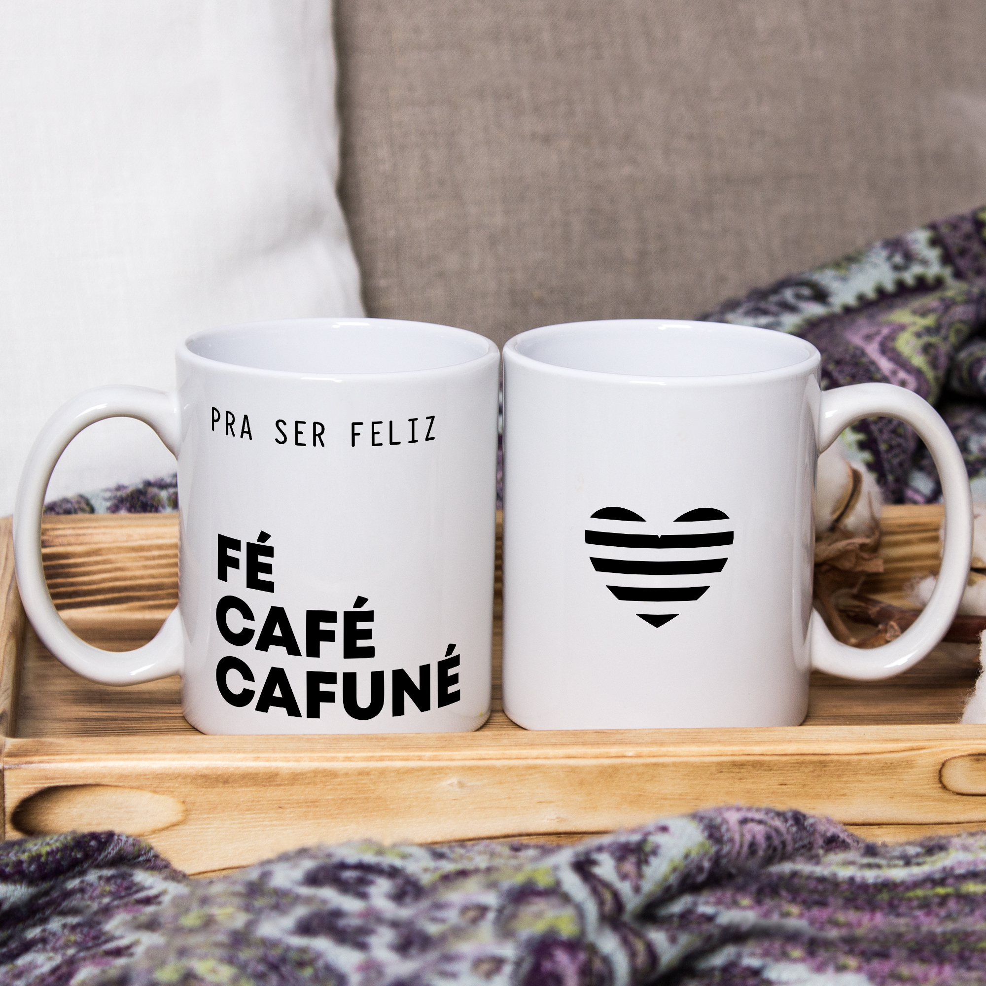 Kit 2 Canecas Personalizadas Presente Casal Fé Café Cafuné