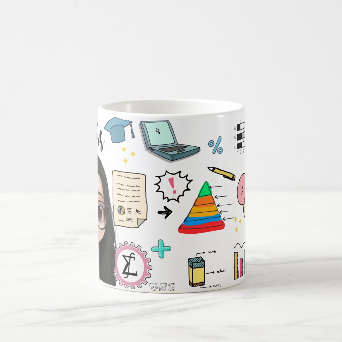 Caneca Estatística Profissão Estatístico com Avatar
