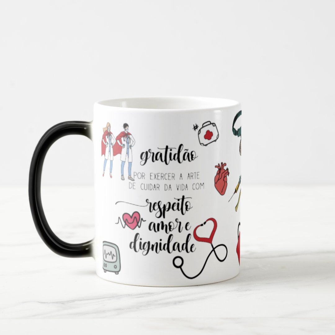 Caneca Mágica Medicina Presente Criativo para Médico - Profissões (Médico(a))
