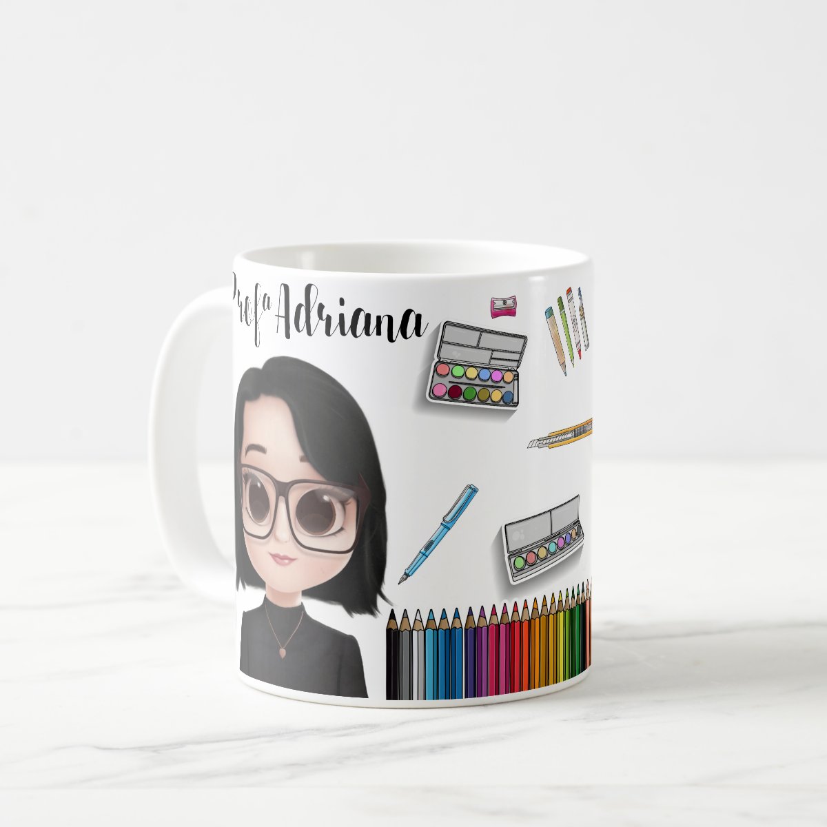 Caneca Professor Educação artística Presente Personalizada Com Avatar