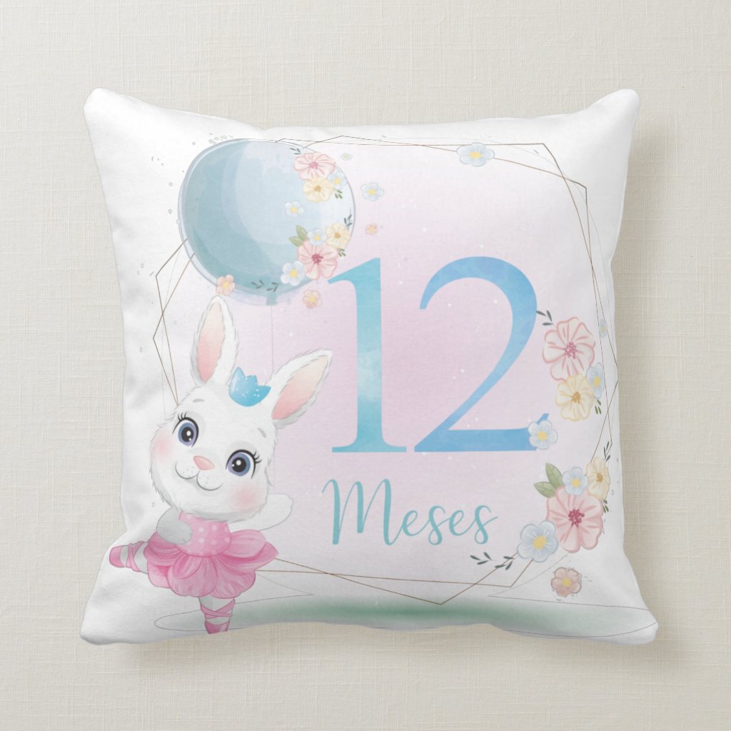 Almofada Mesversário Bebê Menina Infantil Mês 12 Safari Baby - Família (Bebê)