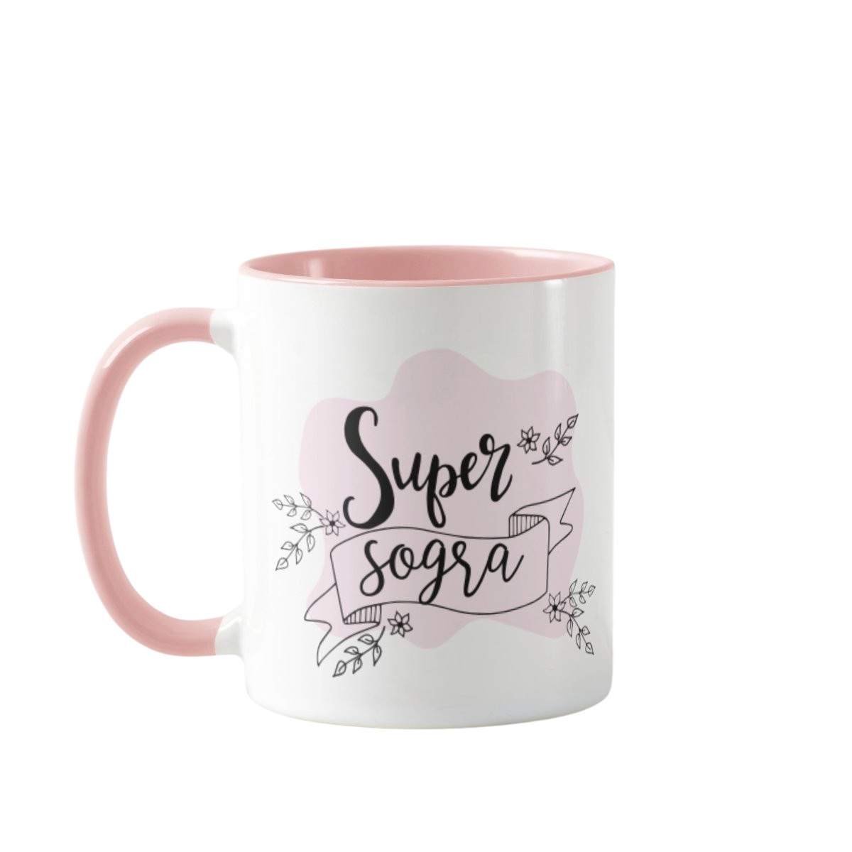 Caneca Rosa Presente Personalizado Aniversário Super Sogra - Família (Sogra)