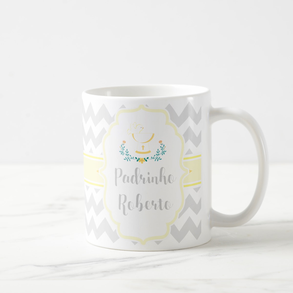 Caneca Batizado Lembrança Padrinho Consagração Convite Anjo