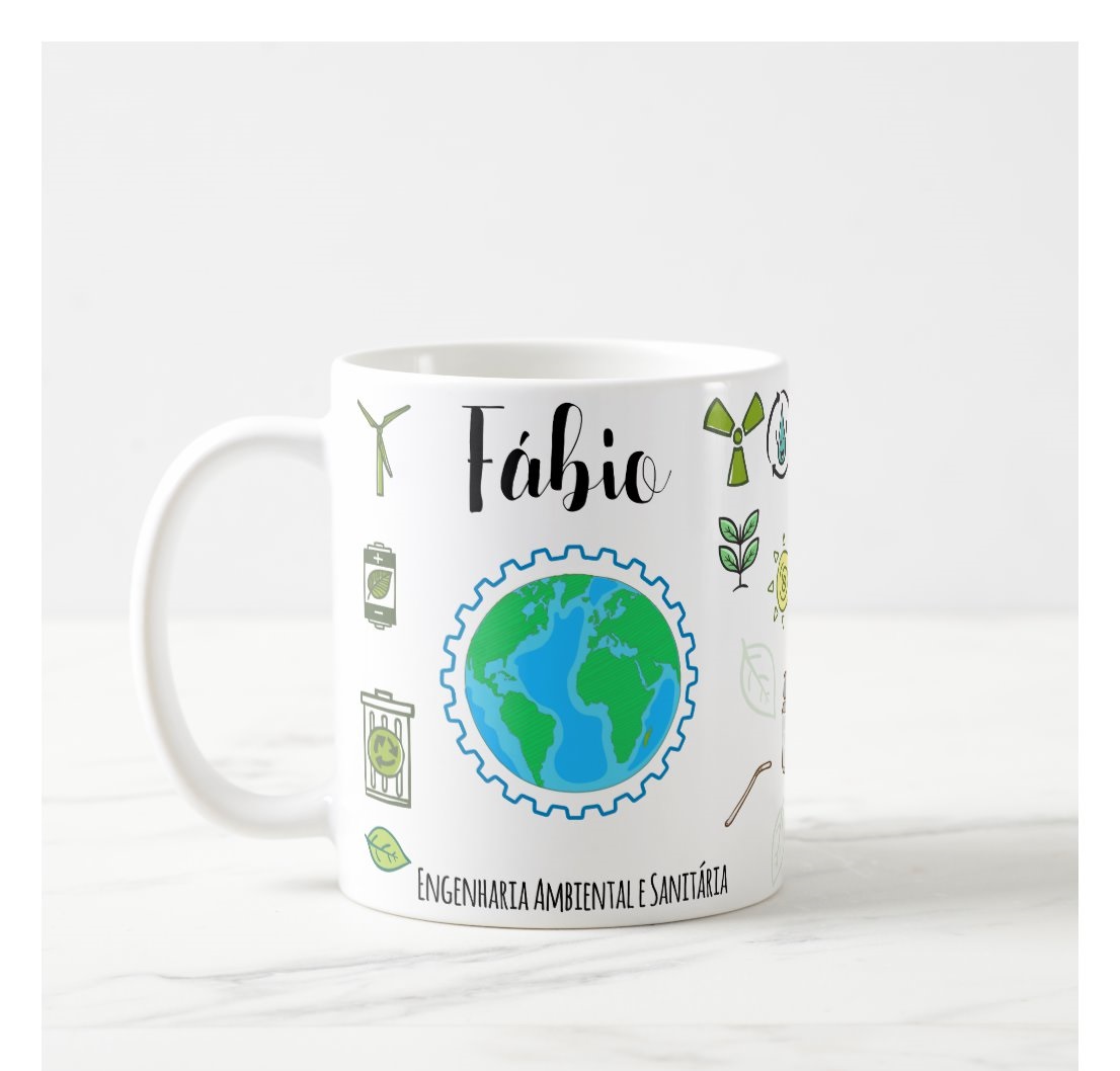 Caneca Divertida Engenharia Ambiental com Nome Personalizado