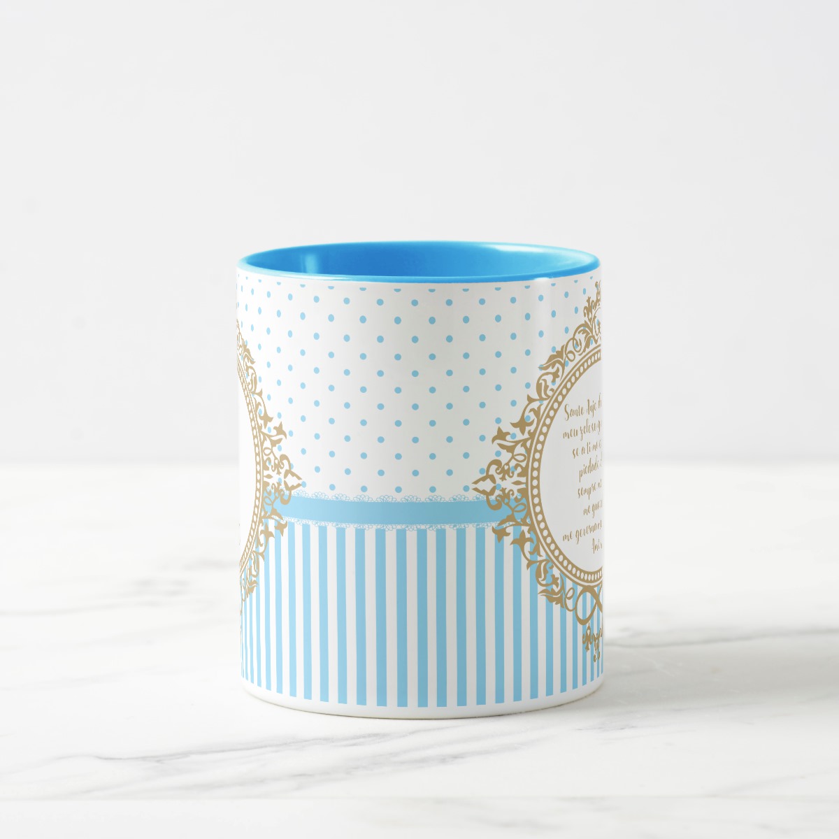 Caneca Convite Padrinho Presente Batizado Crisma Azul