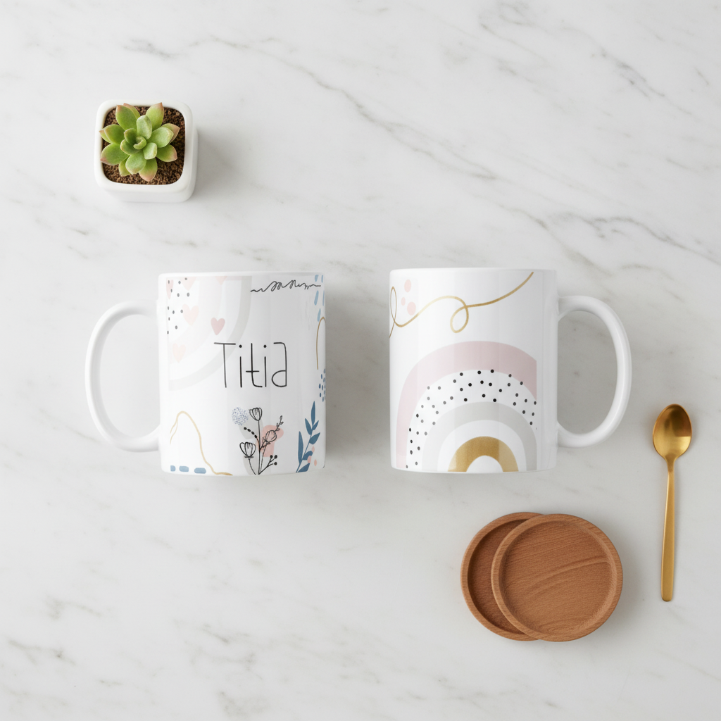 Kit 2 Canecas Personalizada Titio e Titia Família Minimalista