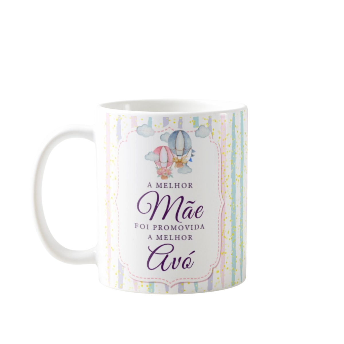 Caneca Personalizada Gravidez Melhor Mãe Promovida A Avó Branco Com Estampa Colorida Estampa Com Frase Comemorativa 'a Melhor Mãe Foi Promovida A Avó'