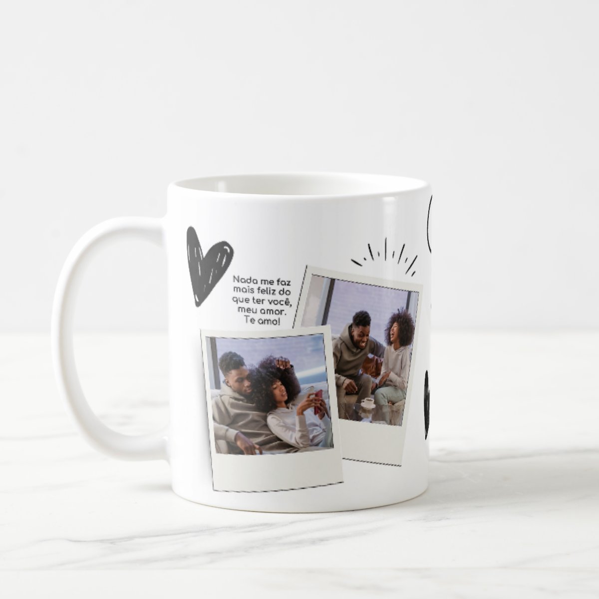 Kit Almofada E Caneca Casal Romântico Presente Namorados Branco Meu Amor É Teu - 2 Fotos