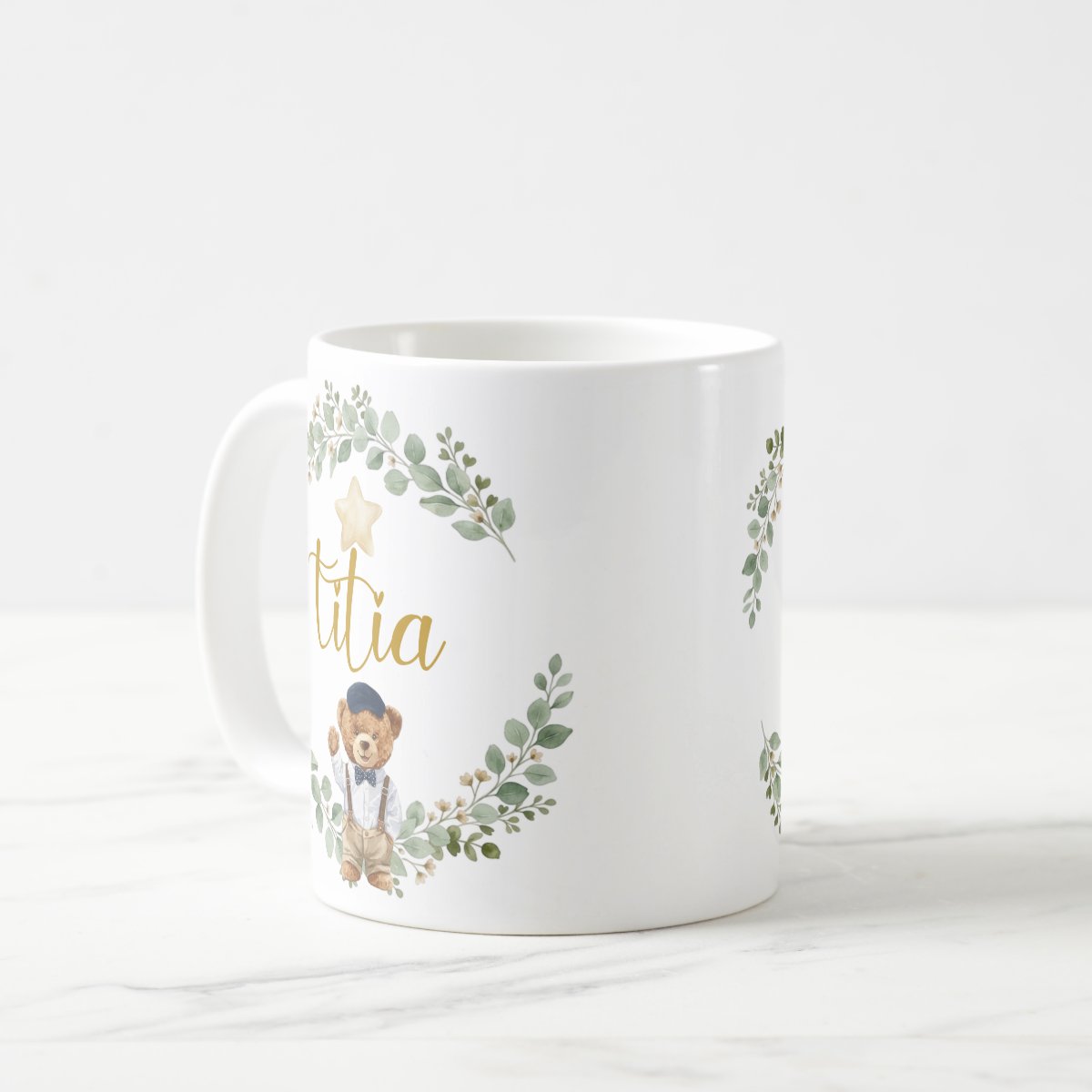 Caneca Titia Urso Príncipe Presente Família Cerâmica