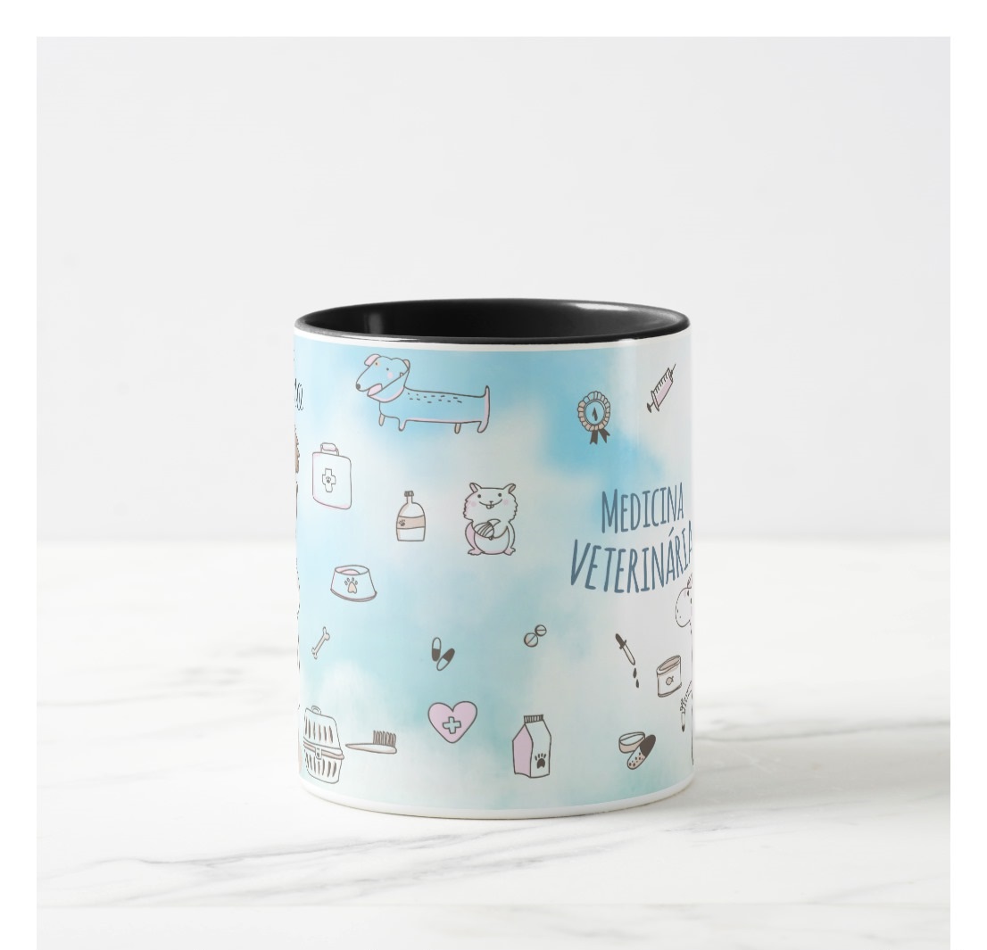 Caneca Medicina Veterinária Profissão Veterinário com Nome
