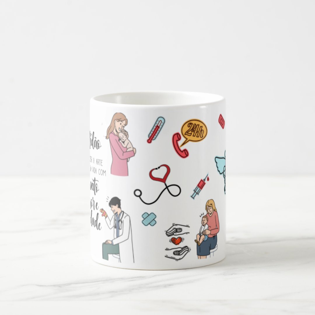 Caneca Mágica Presente Criativo para Dia do Médico Pediatra