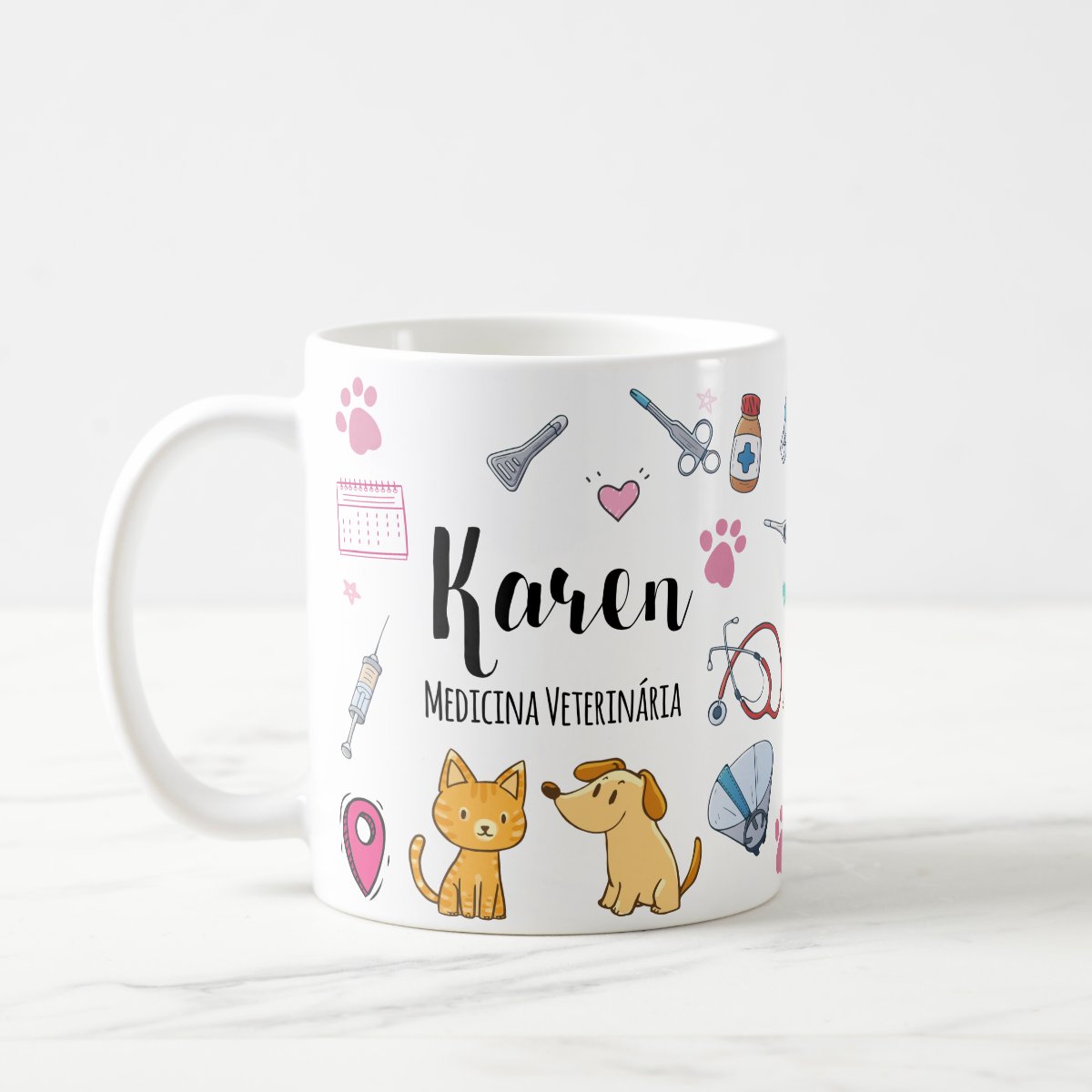 Caneca Medicina Veterinária Com Nome