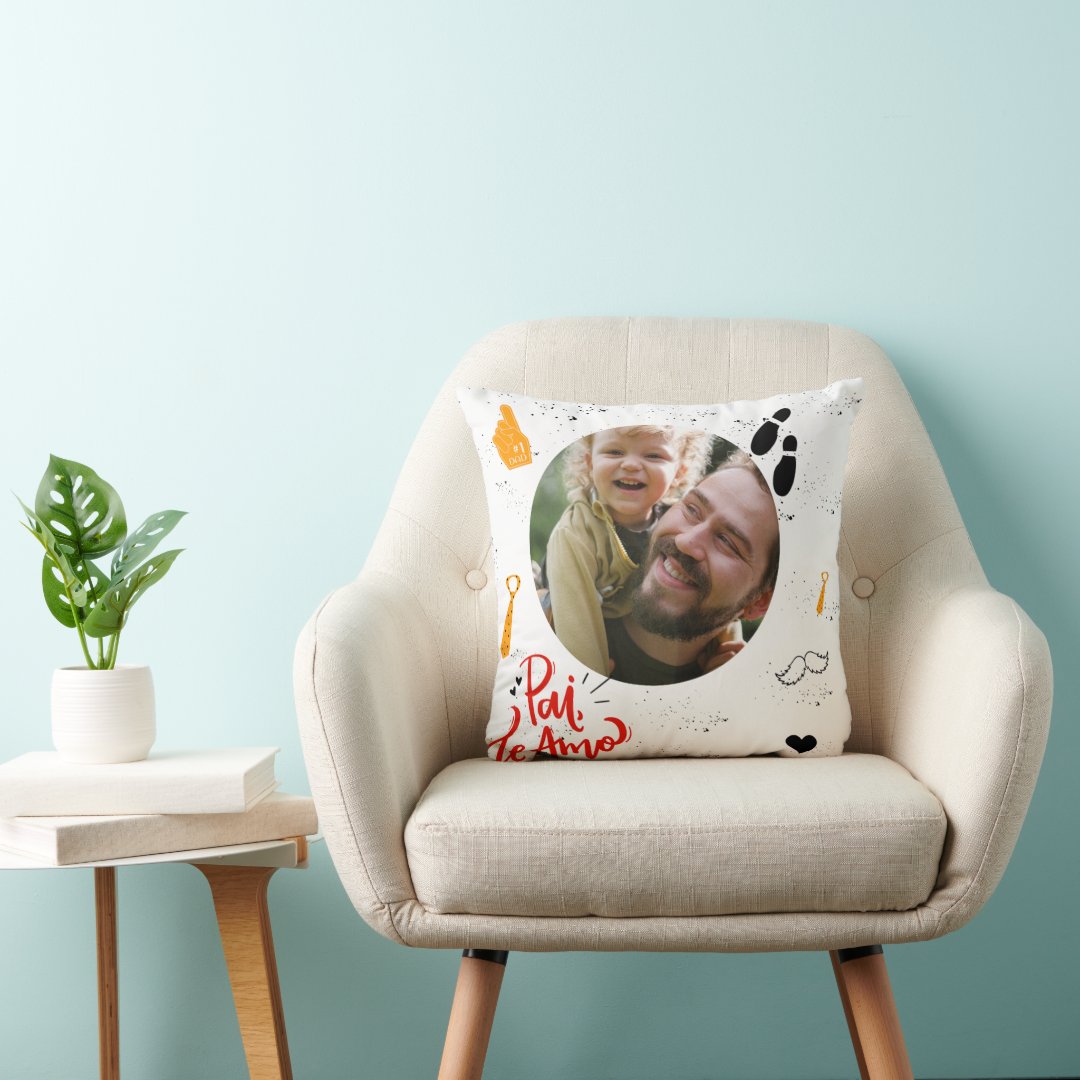 Almofada Decorativa Presente Dia dos Pais com Foto Pai Te Amo