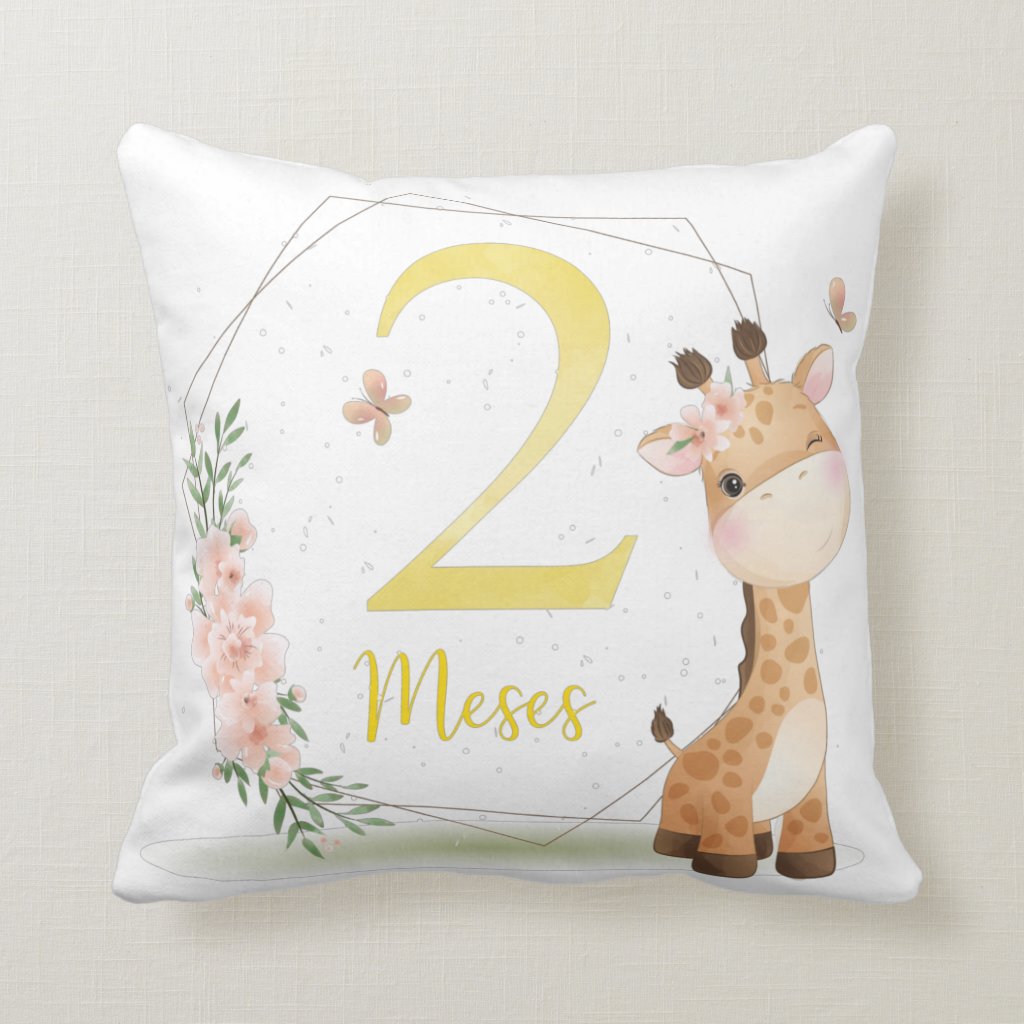 Almofada Mesversário Bebê Menina Infantil Mês 2 Safari Baby - Família (Bebê)