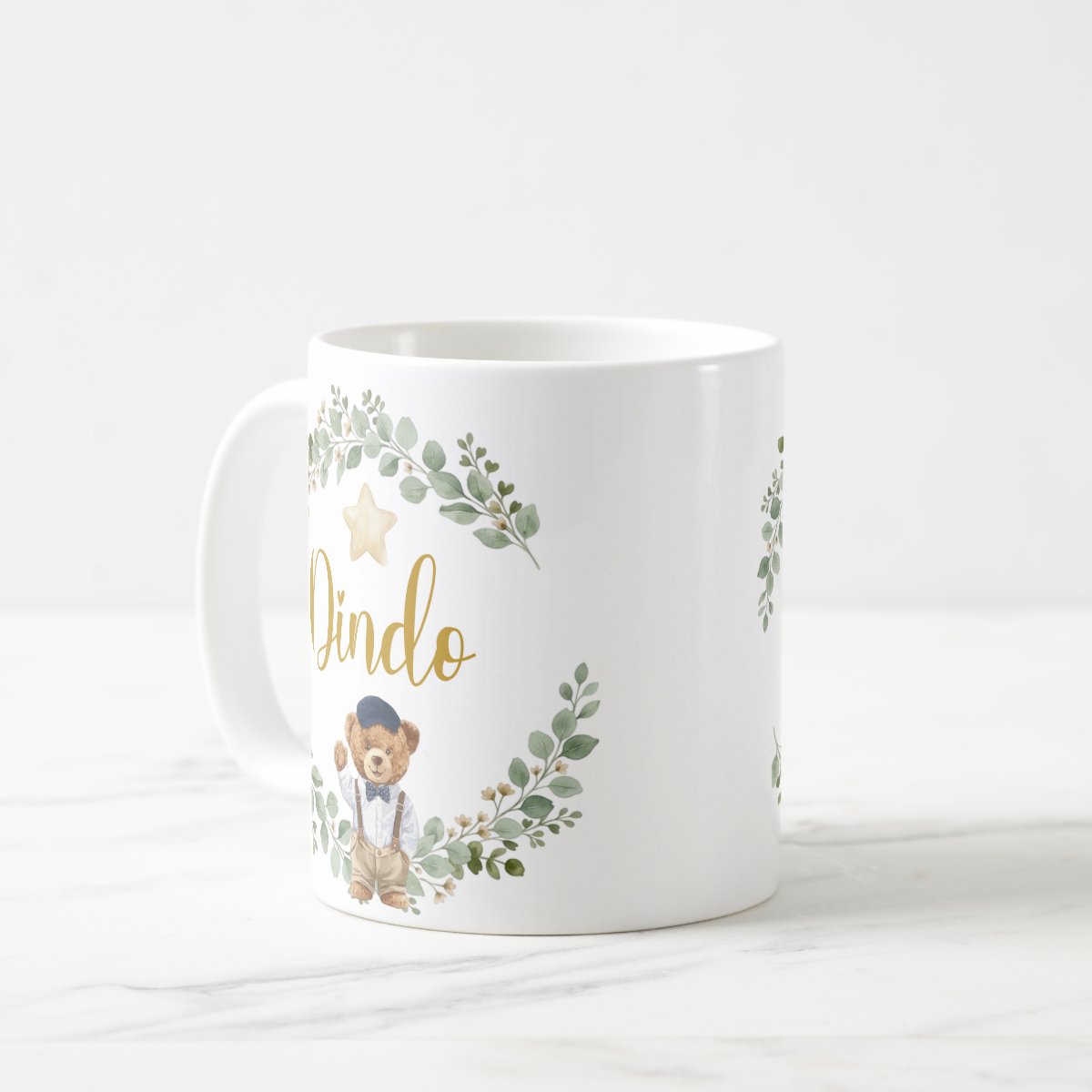Caneca Dindo Urso Príncipe Presente Família Cerâmica