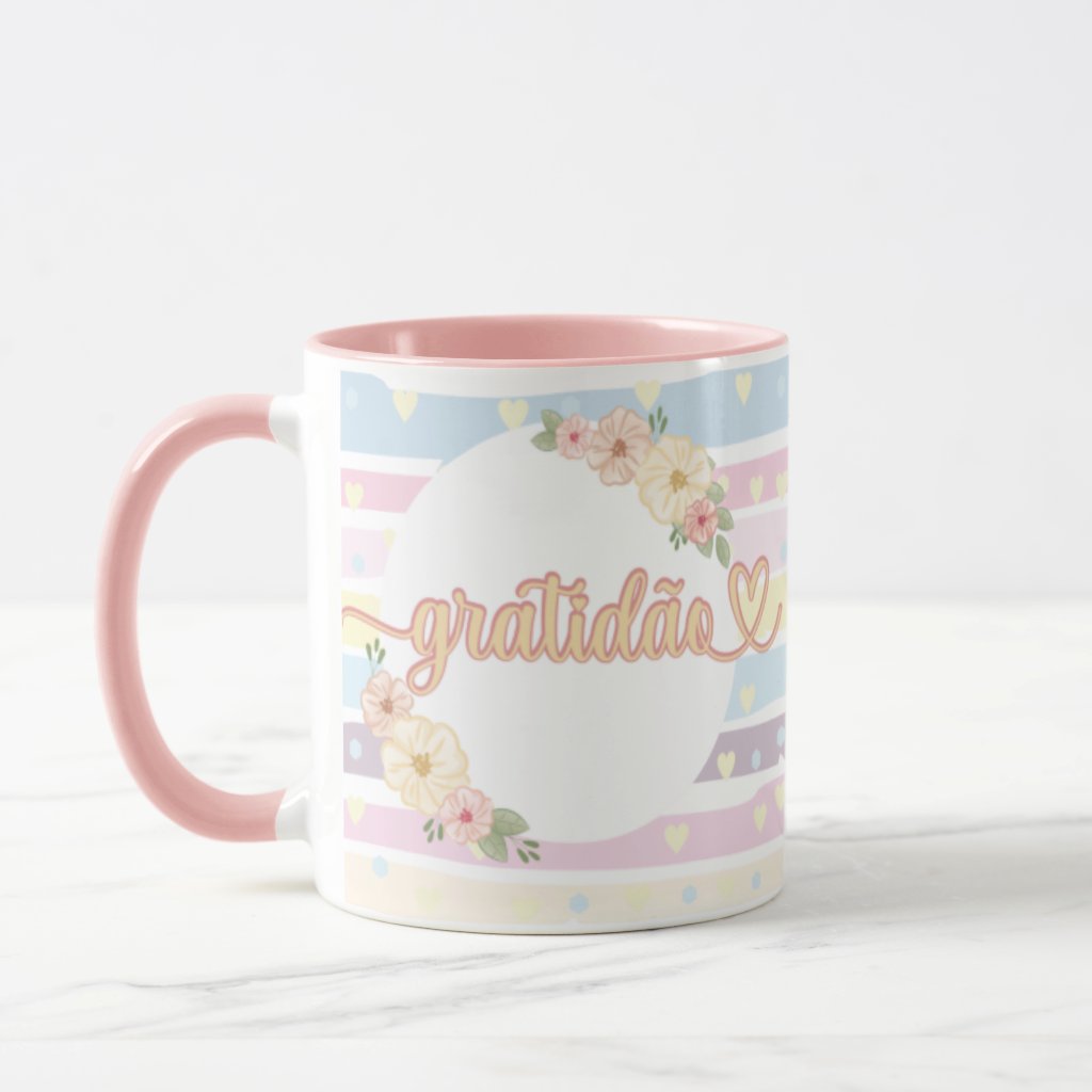 Caneca Criativa de Agradecimento Presente Feminino Gratidão - Família (Gratidão floral)