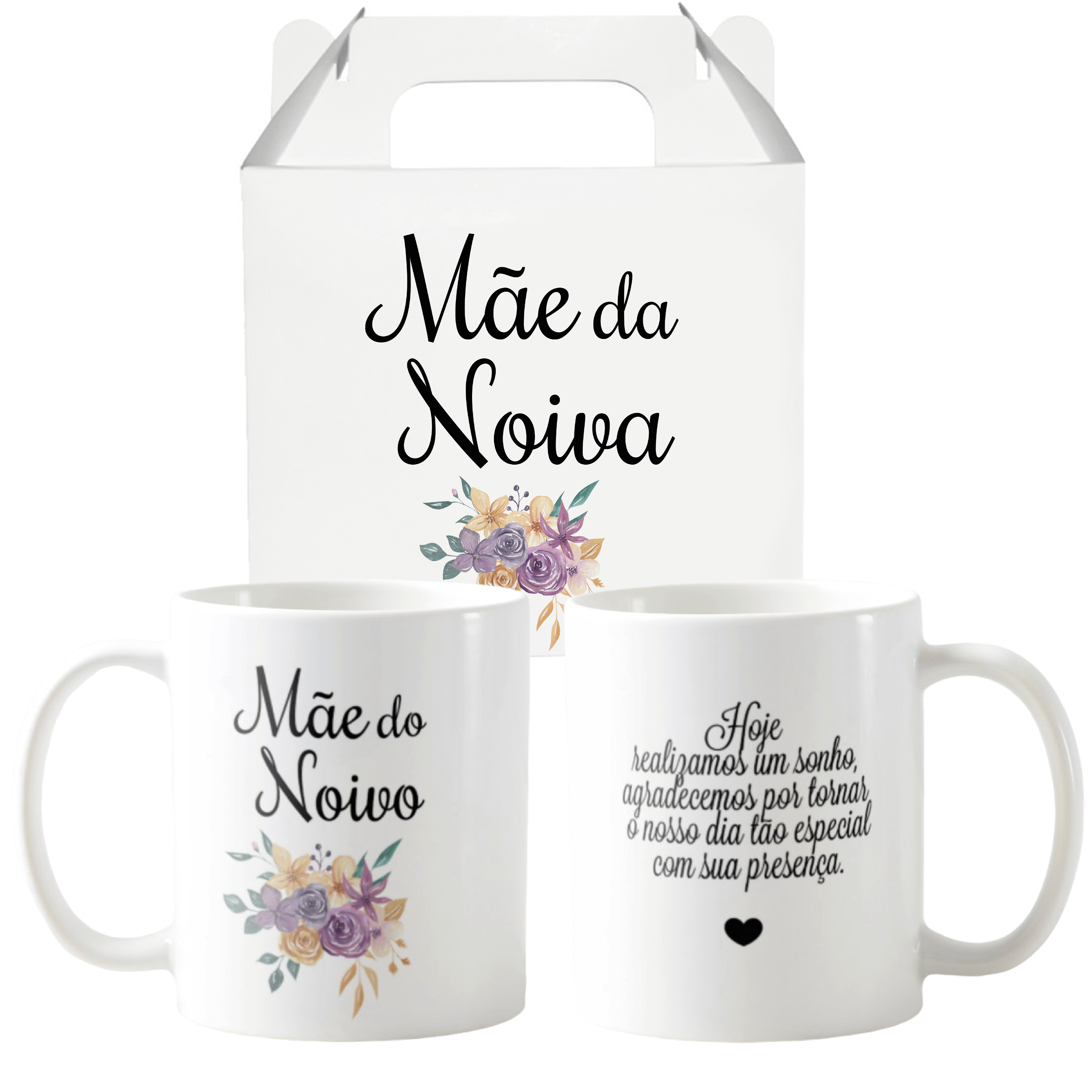 Kit 2 Canecas Casamento Pai e Mãe dos noivos Presente Pronta Entrega