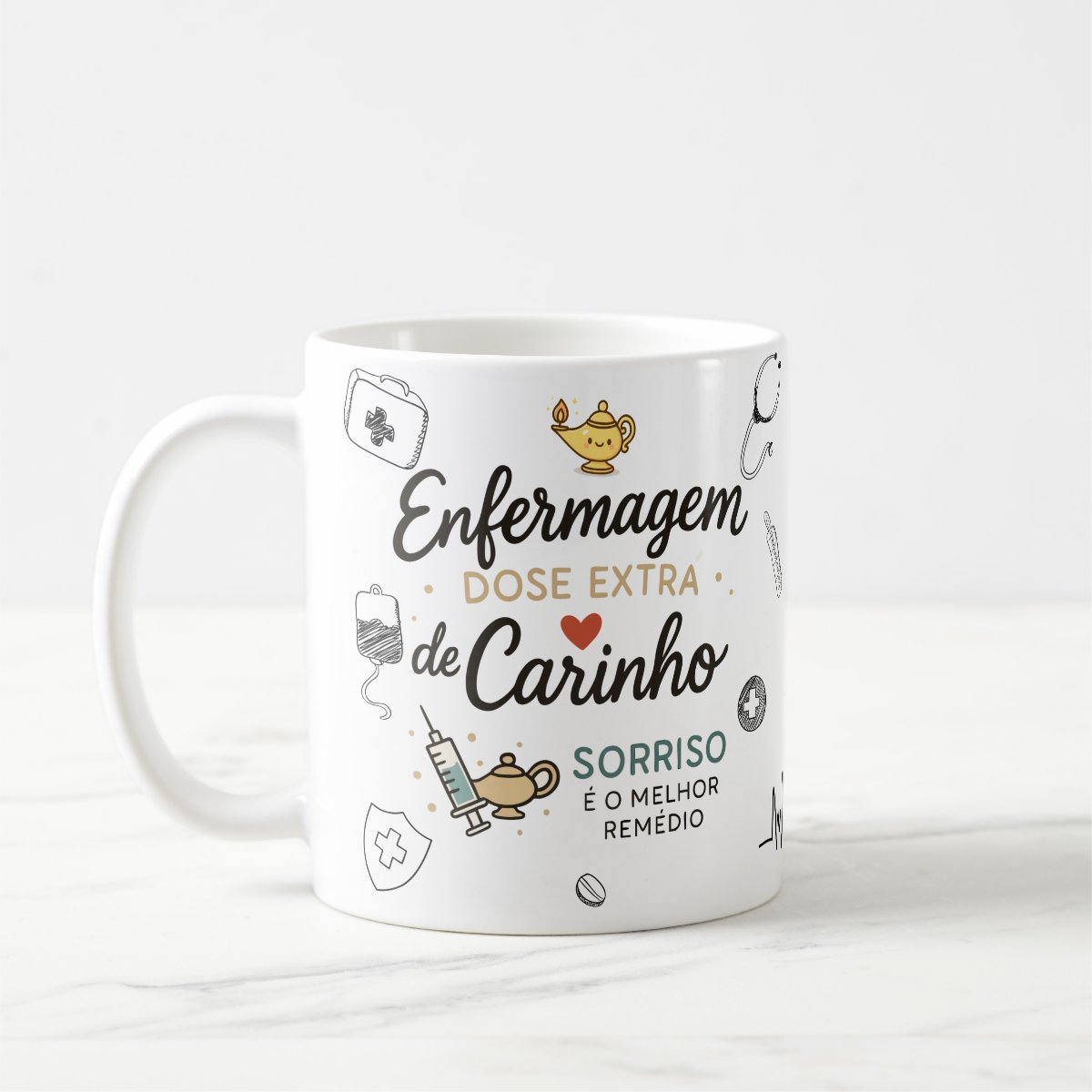 Caneca Personalizada Dose Extra de Carinho Enfermagem