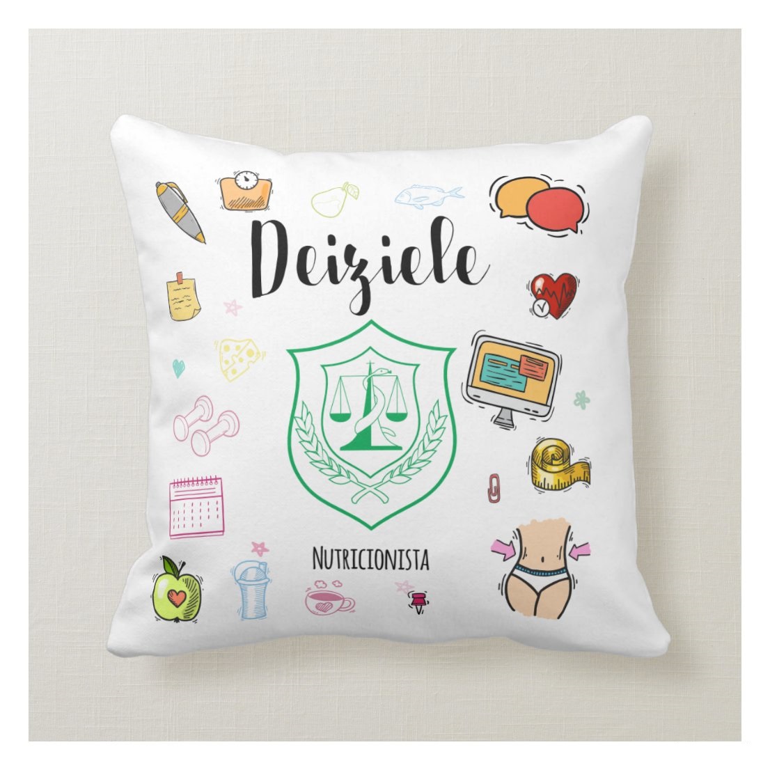 Almofada Decoração Personalizada Nutrição com Nome