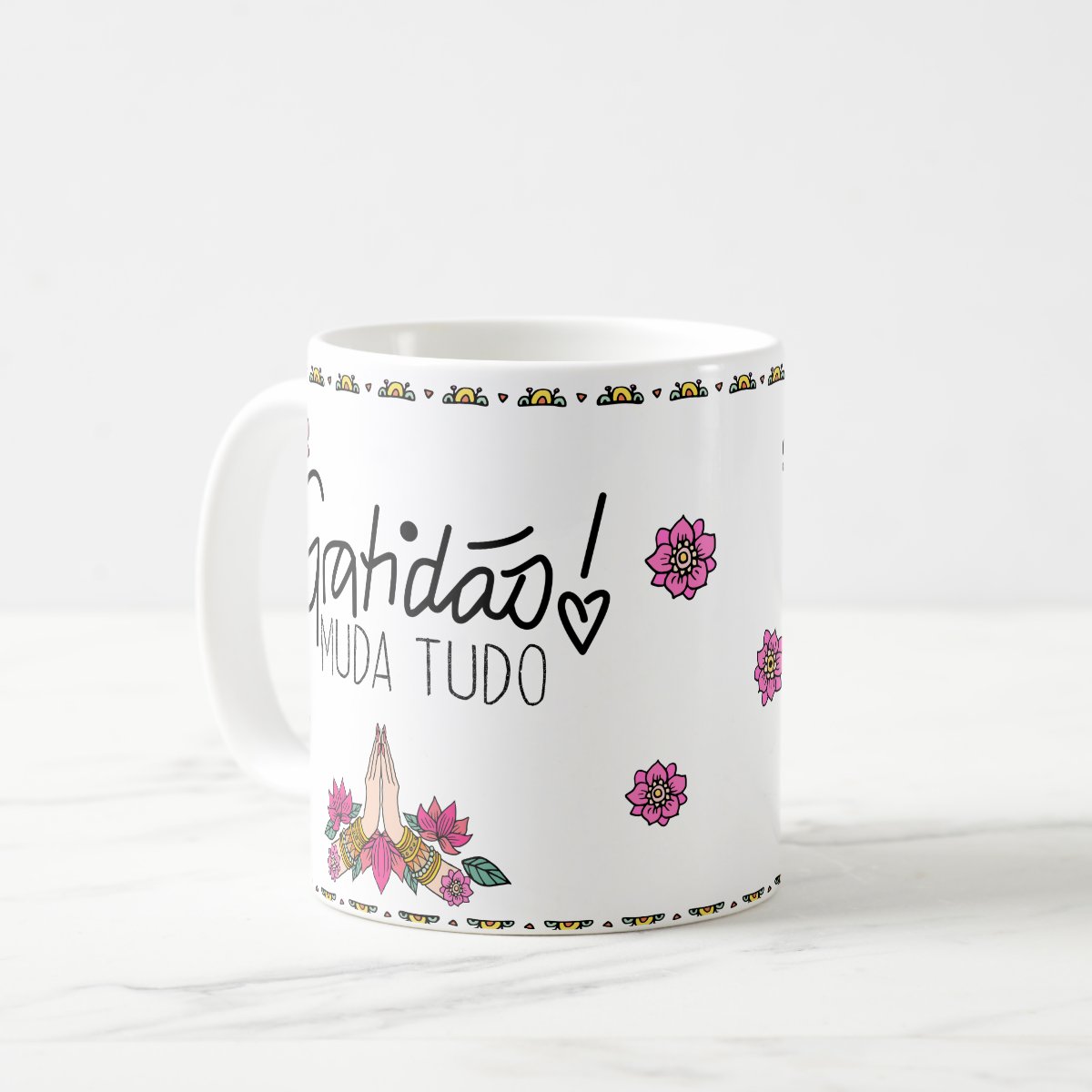 Caneca Personalizada Frase Gratidão Muda Tudo com Nome