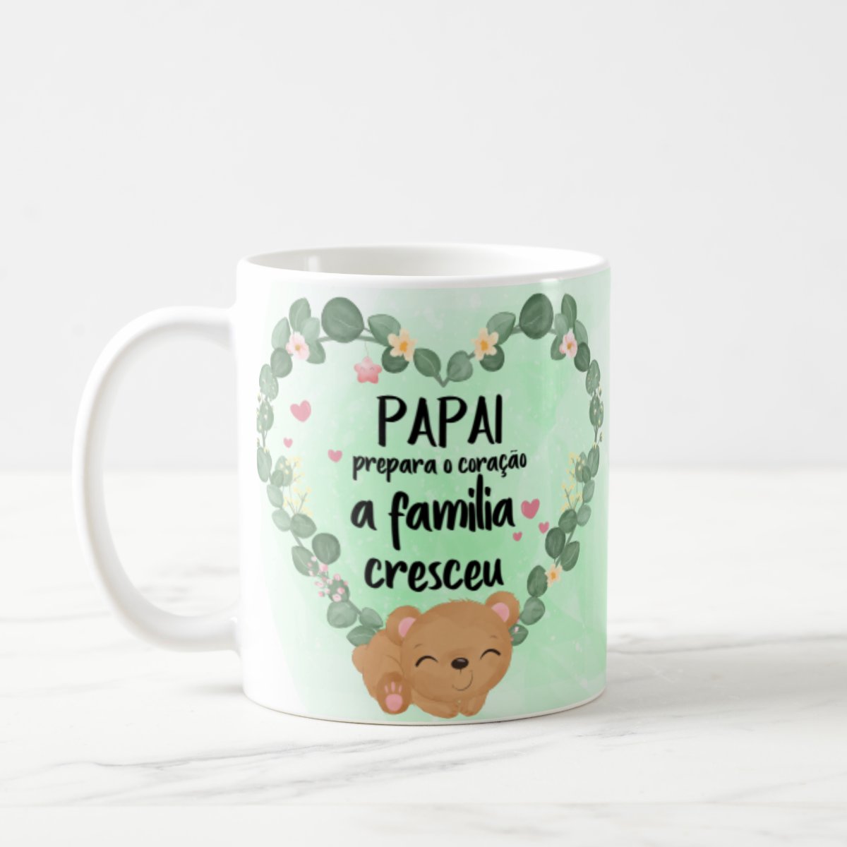 Caneca Gravidez para Papai Prepara o Coração Família Cresceu