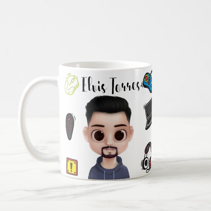 Conjunto Almofada Decorativa E Caneca Videgame Com Avatar Masculino