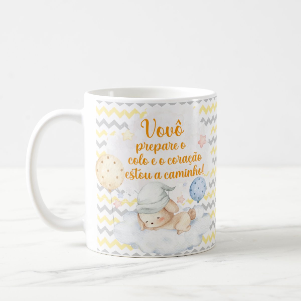 Caneca Surpresa Gravidez Grávida Avô Vovô Estou a Caminho - Anúncio de Gravidez (Avós)