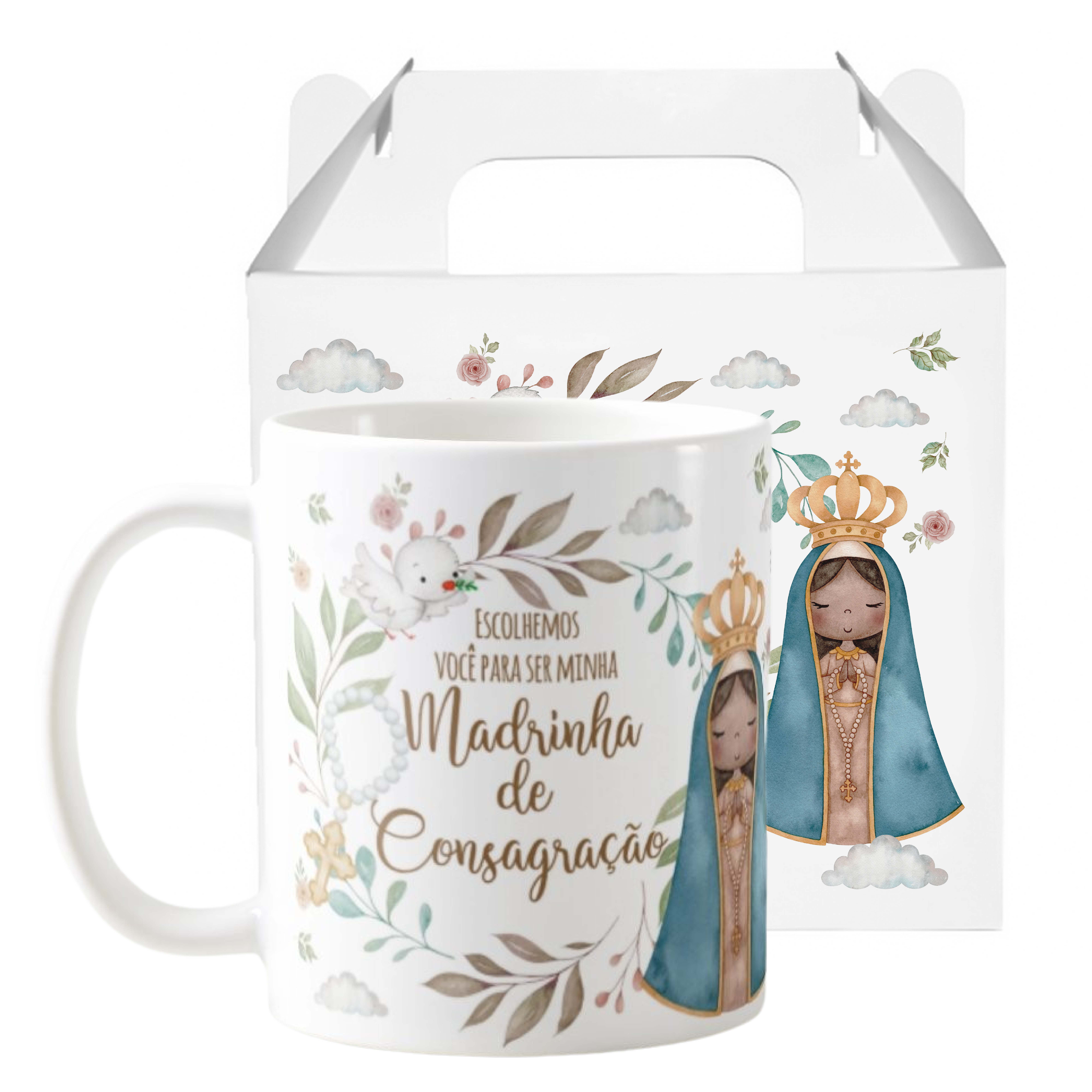 Caneca Madrinha de Consagração Presente Batizado com Nome - Batizado (Madrinha de Consagração)