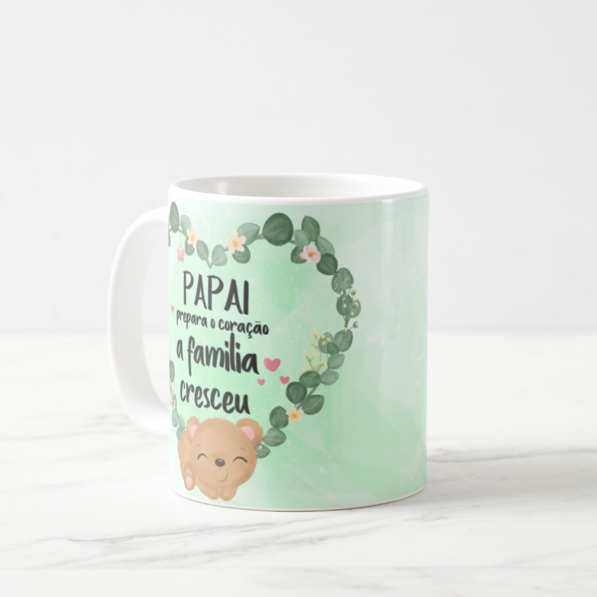 Caneca Gravidez para Papai Prepara o Coração Família Cresceu