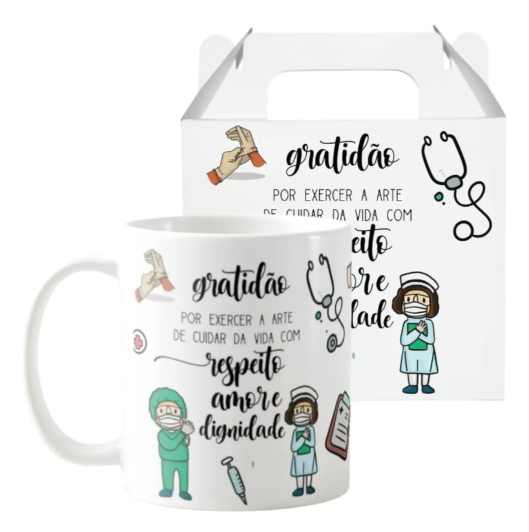 Kit 18 Canecas Enfermagem Presente Dia Dos Enfermeiros - Gratidão