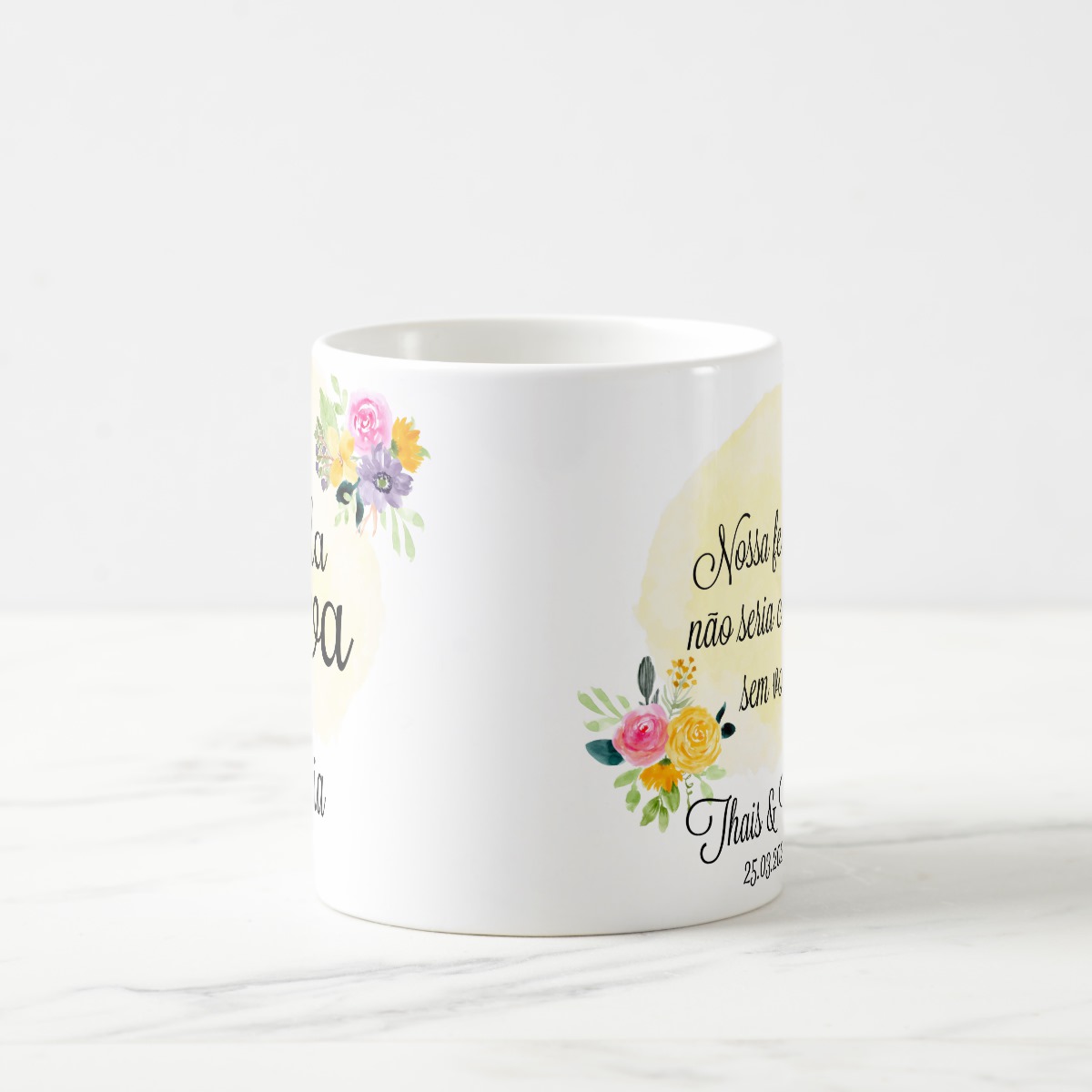 Caneca Personalizada Avó da Noiva Casamento Amarelo