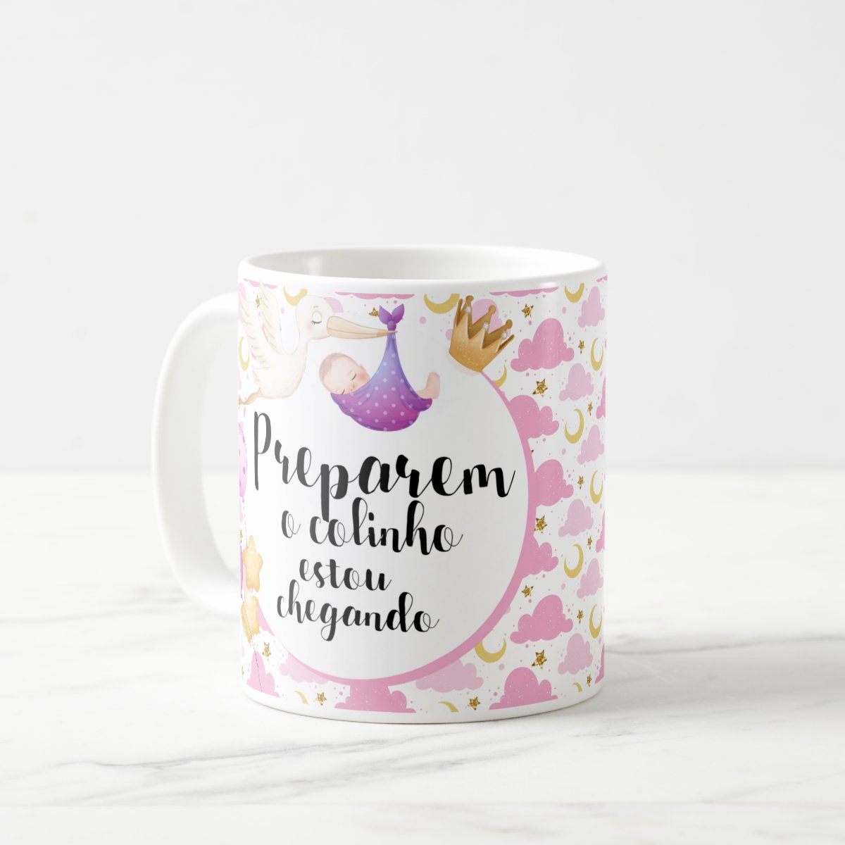 Caneca Presente Anúncio De Gravidez Nuvem Amigas E Família