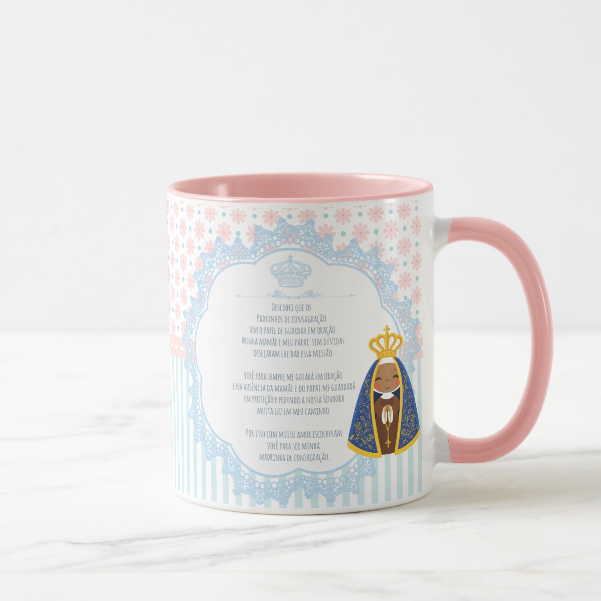 Caneca Batizado Presente Madrinha De Consagração Com Nomes