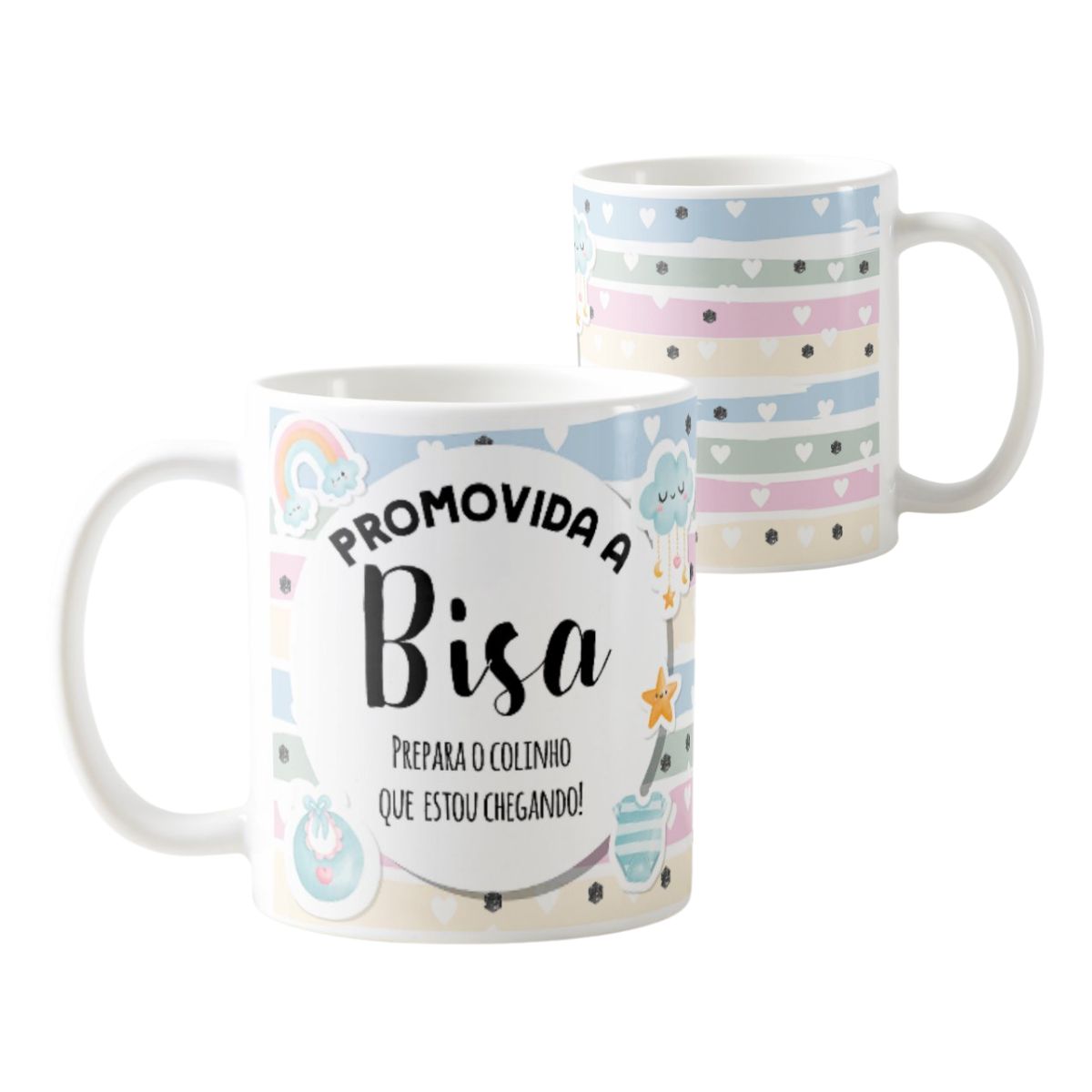 Kit 2 Canecas Presente Anúncio de Gravidez Biso e Bisa 
