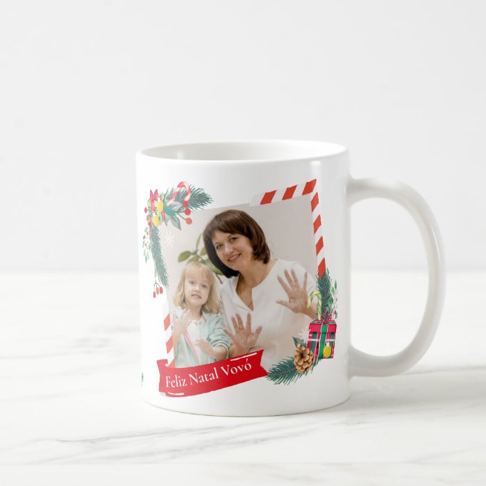 Caneca Personalizada para Família Natalina com Foto da Vovó