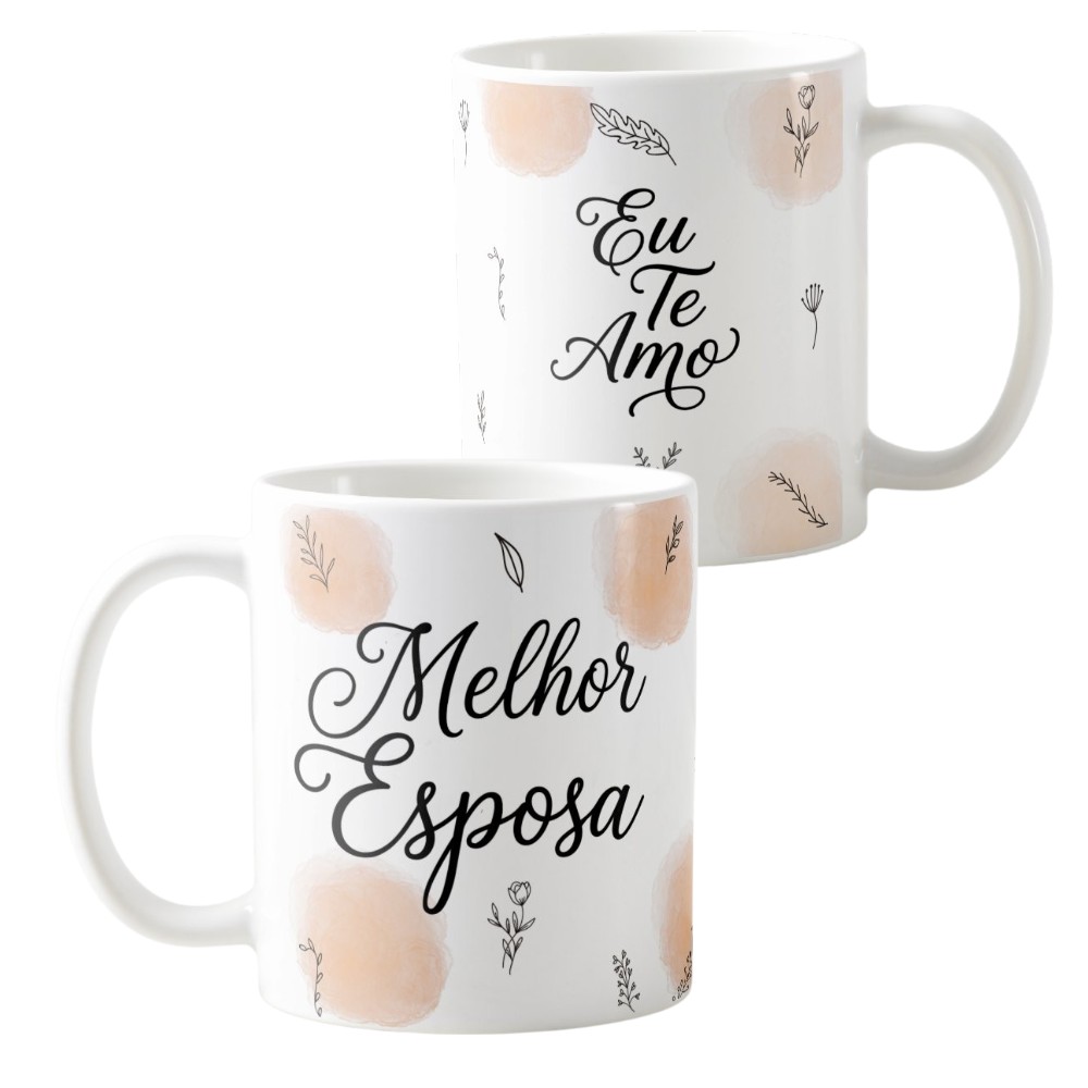 Kit 2 Canecas Esposa e Esposo Brancas Pronta Entrega