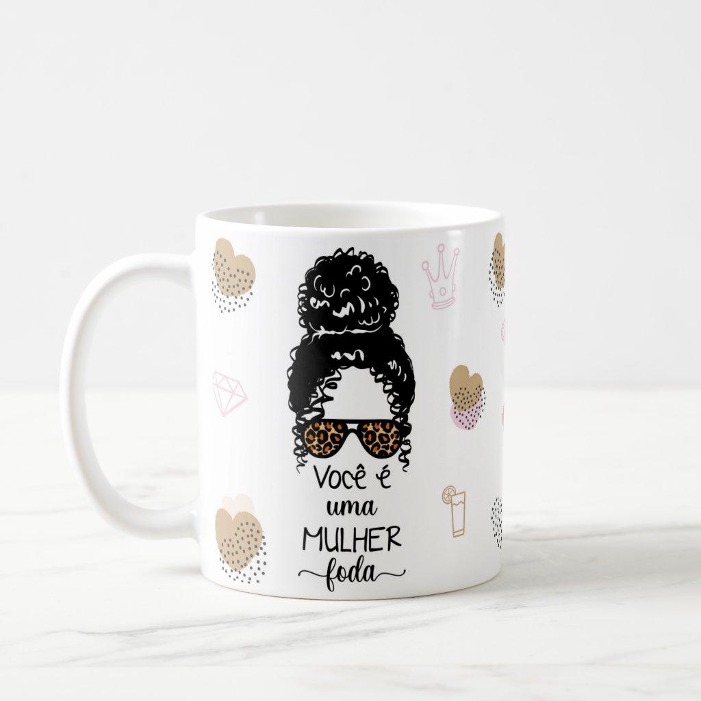 Caneca Presente Mulher Cacheada Personalizado Com Frase
