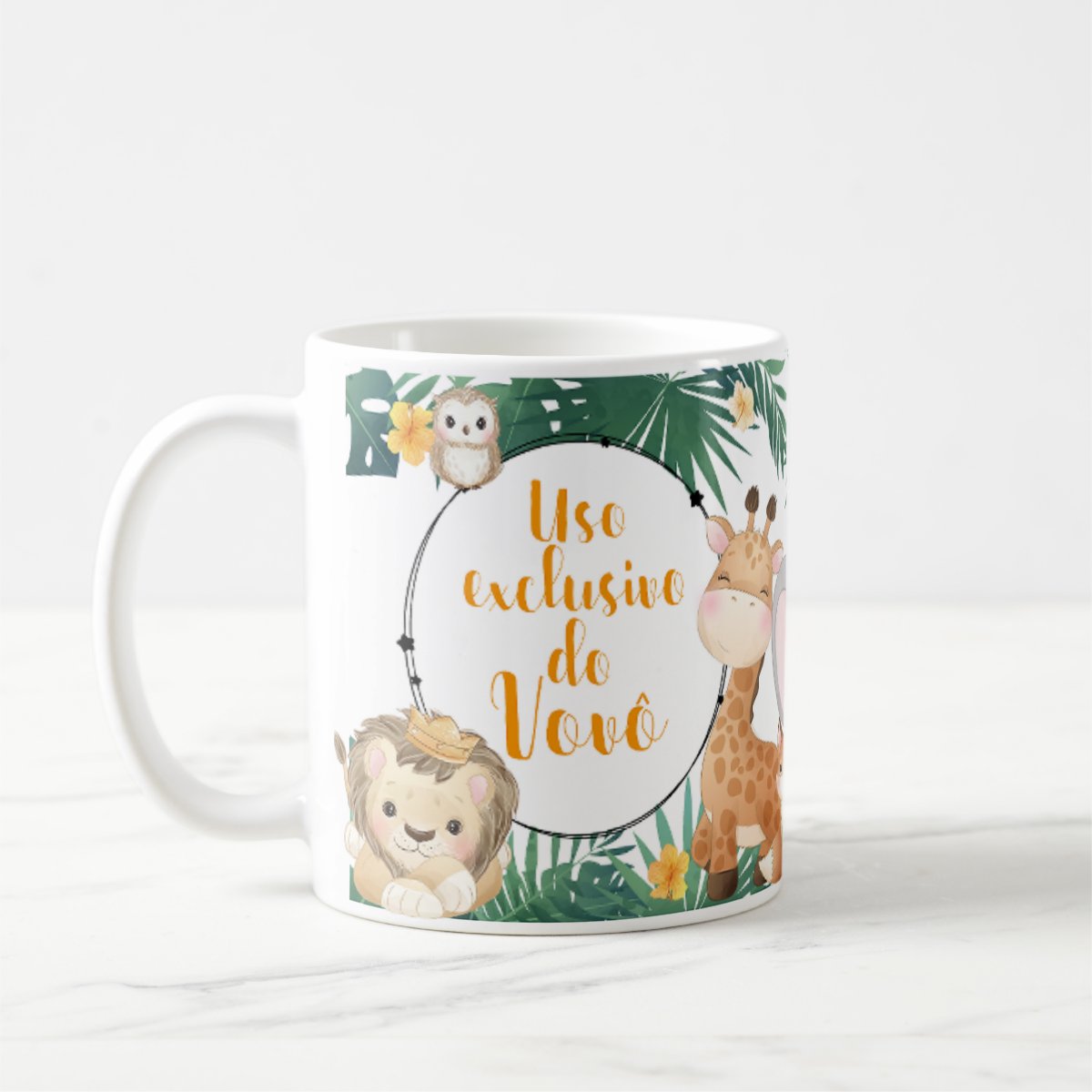 Caneca Lembrança Infantil Safari Aniversário Nascimento