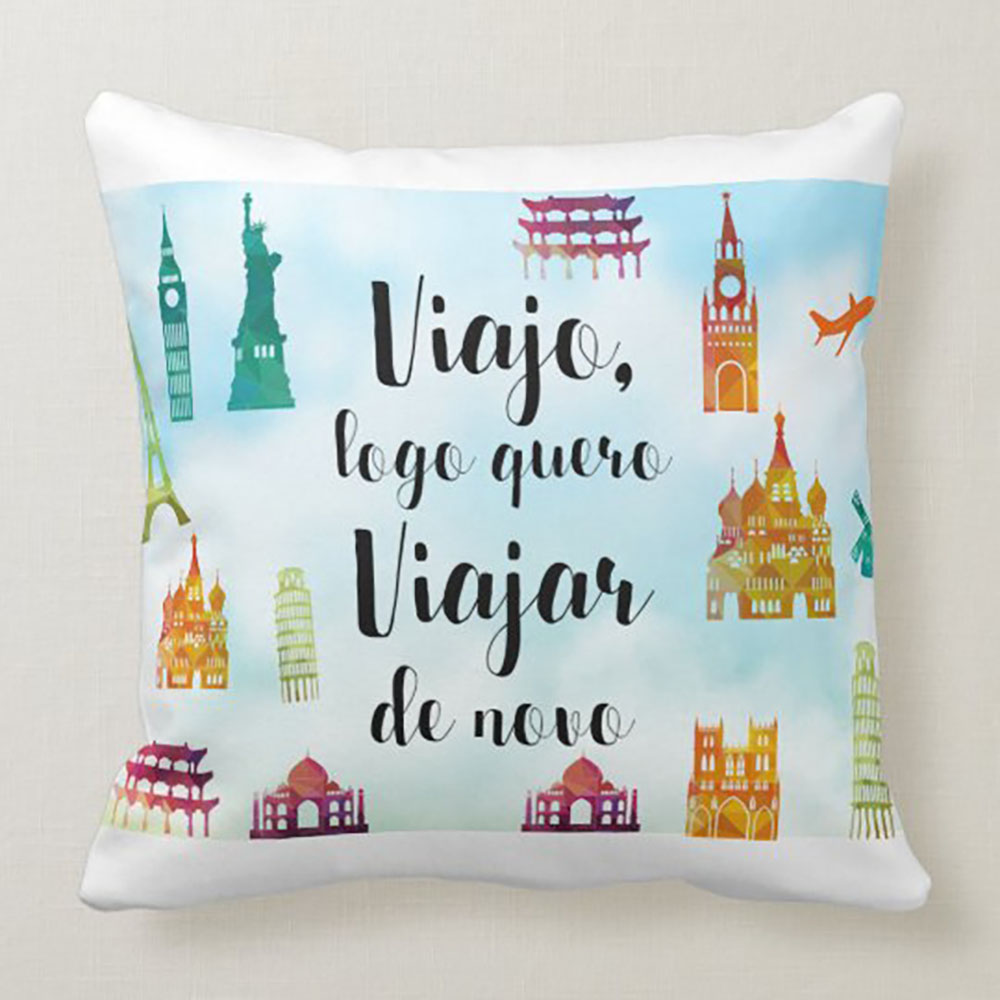 Almofada Decorativa Turismo Personalizada com Frase - Hobbies (almofada turismo)