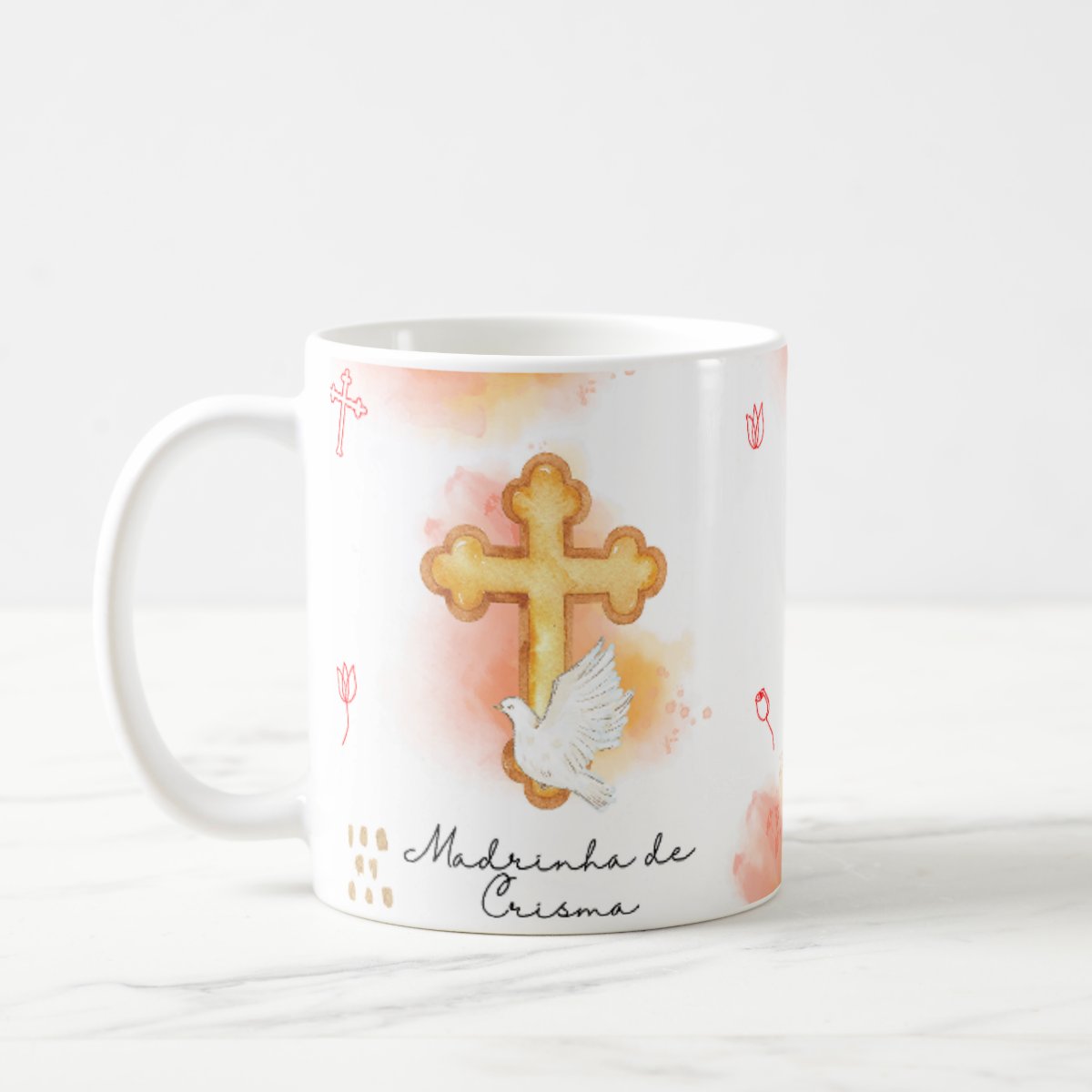 Caneca Cerâmica Presente Madrinha de Crisma Católica - Batizado (Madrinha)