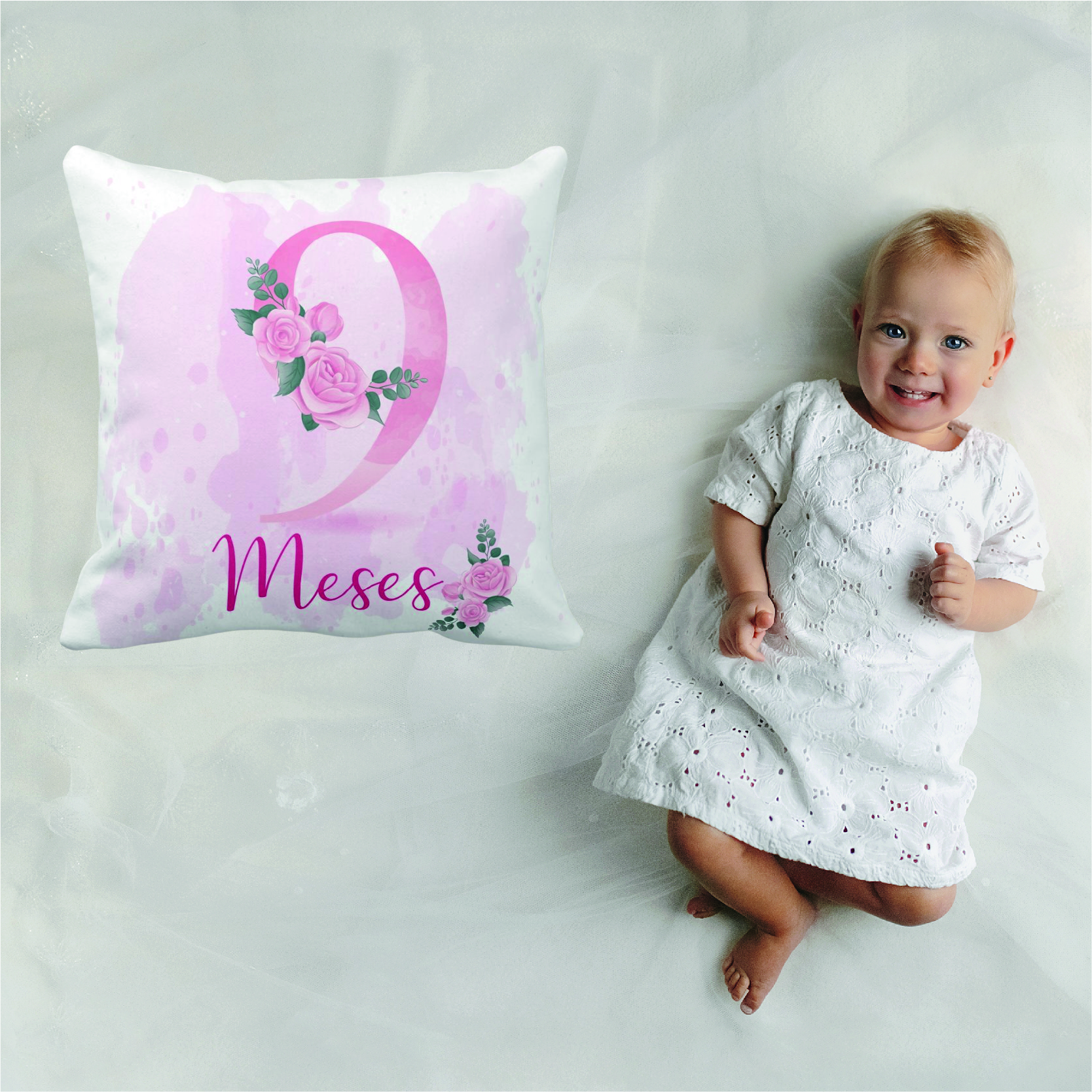 Almofada Decorativa Mesversário Feminina Mês 9 Floral