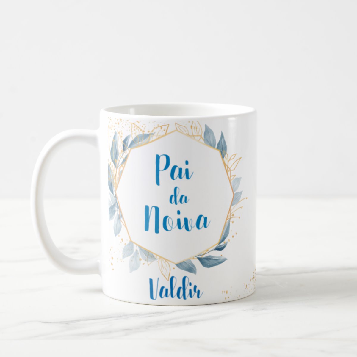 Caneca Casamento Azul Presente Familia Lembrança Pai Noiva