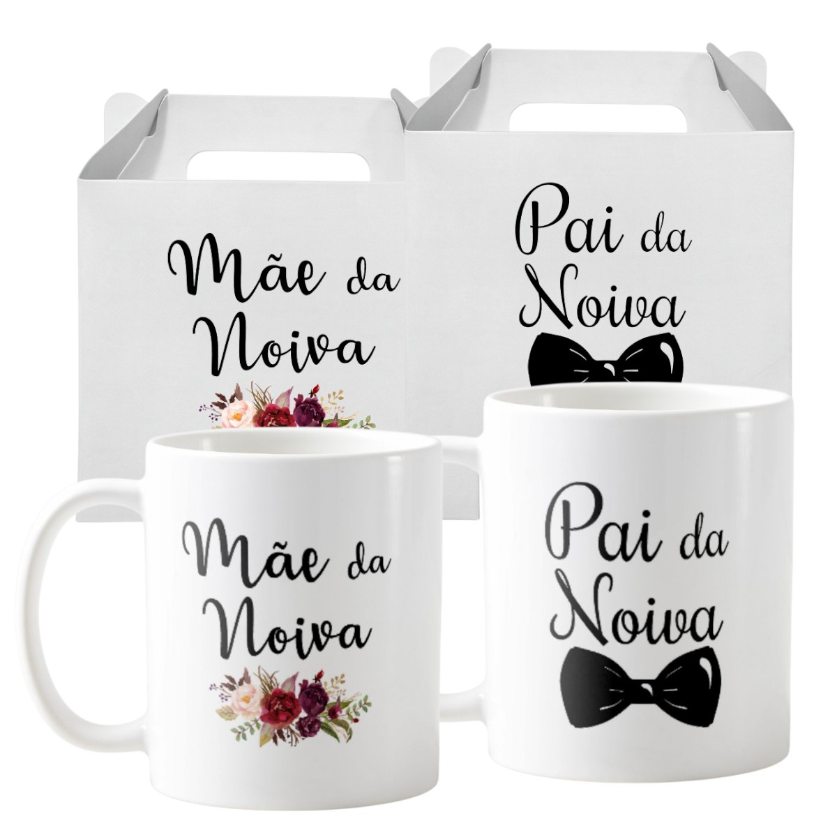 Kit Presente 2 Canecas Personalizadas Pai e Mãe do Noiva